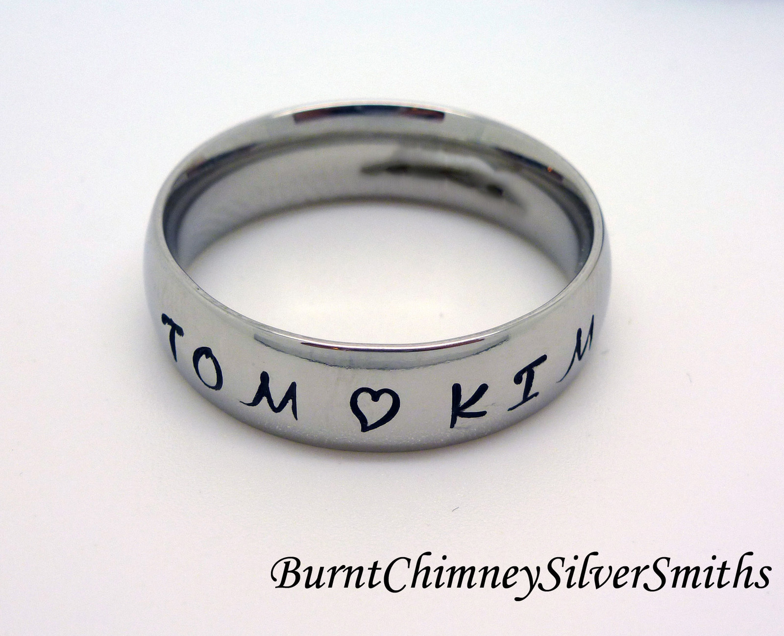 Custom Hand Stamped Stainless Steel Domed Comfort Fit Unisex Ring 6mm BCSS-001