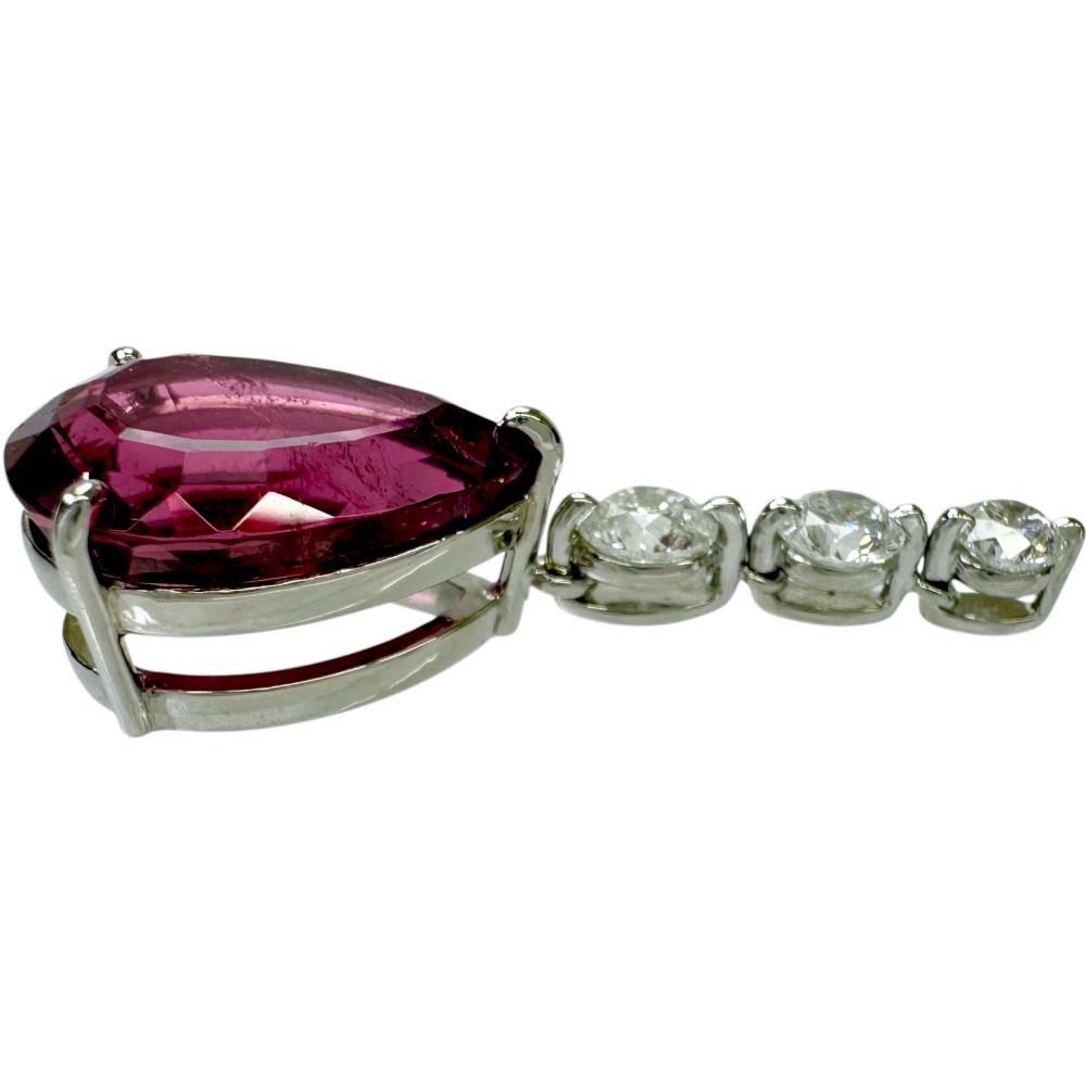 Drop motif Ruberite tourmaline 8.63ct diamond 1.00ct Pendant top Pt900Platin…