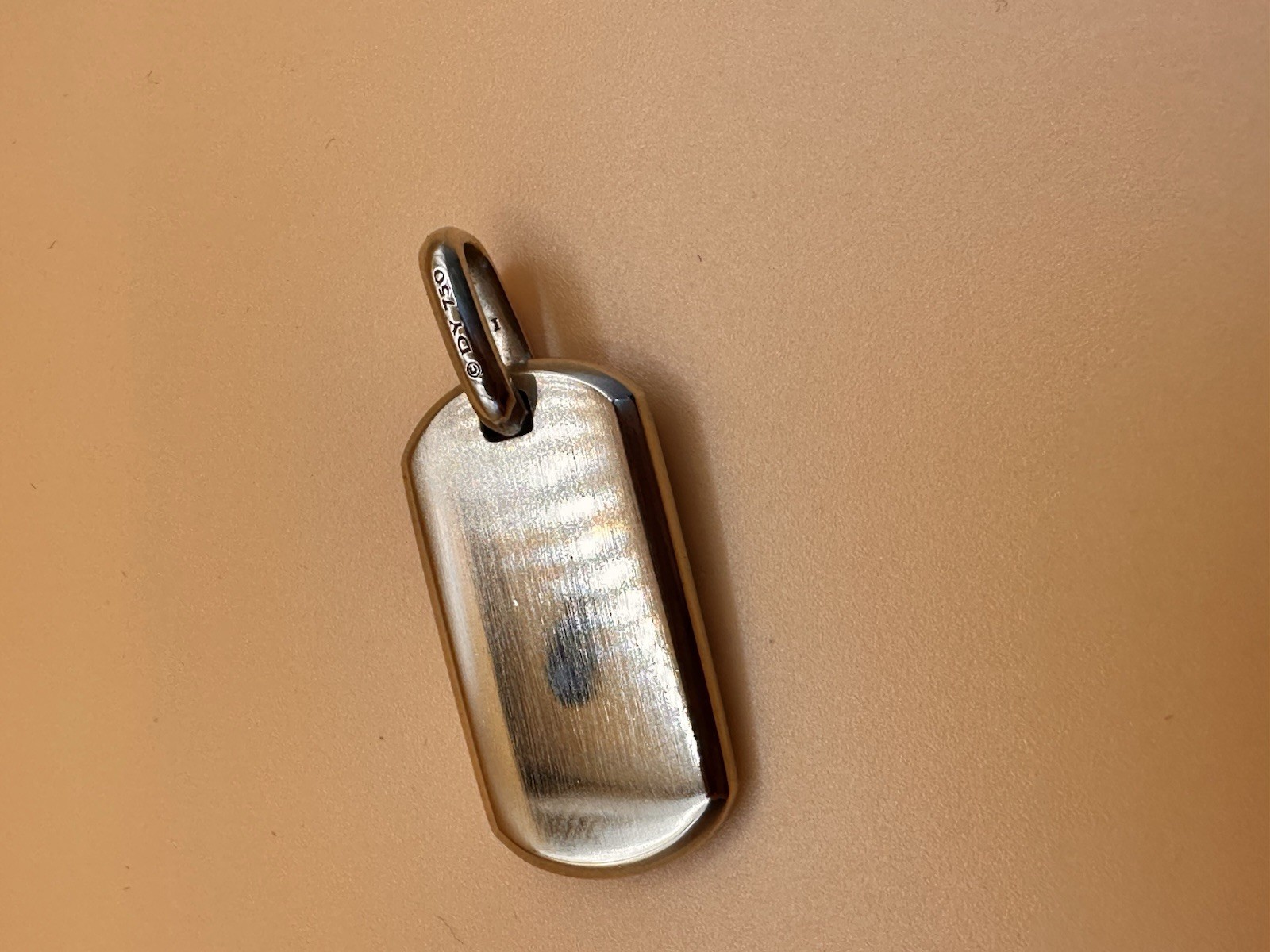 David Yurman Chevron Tag 18k Gold Pendant 27mm