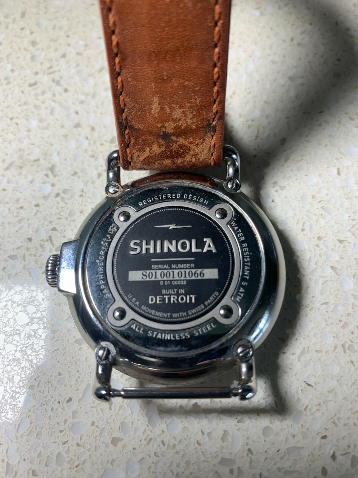 Shinola Argonite 1069 Detroit USA Movement Swiss Parts 47 MM Wristwatch