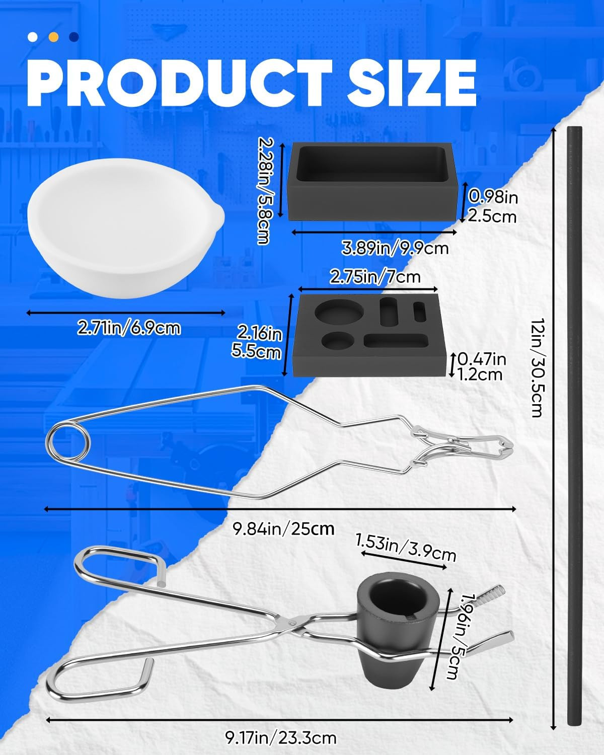 8-In-1 Crucibles for Melting Metal Casting Kit Gold,Silver,Aluminum,Brass | Comp