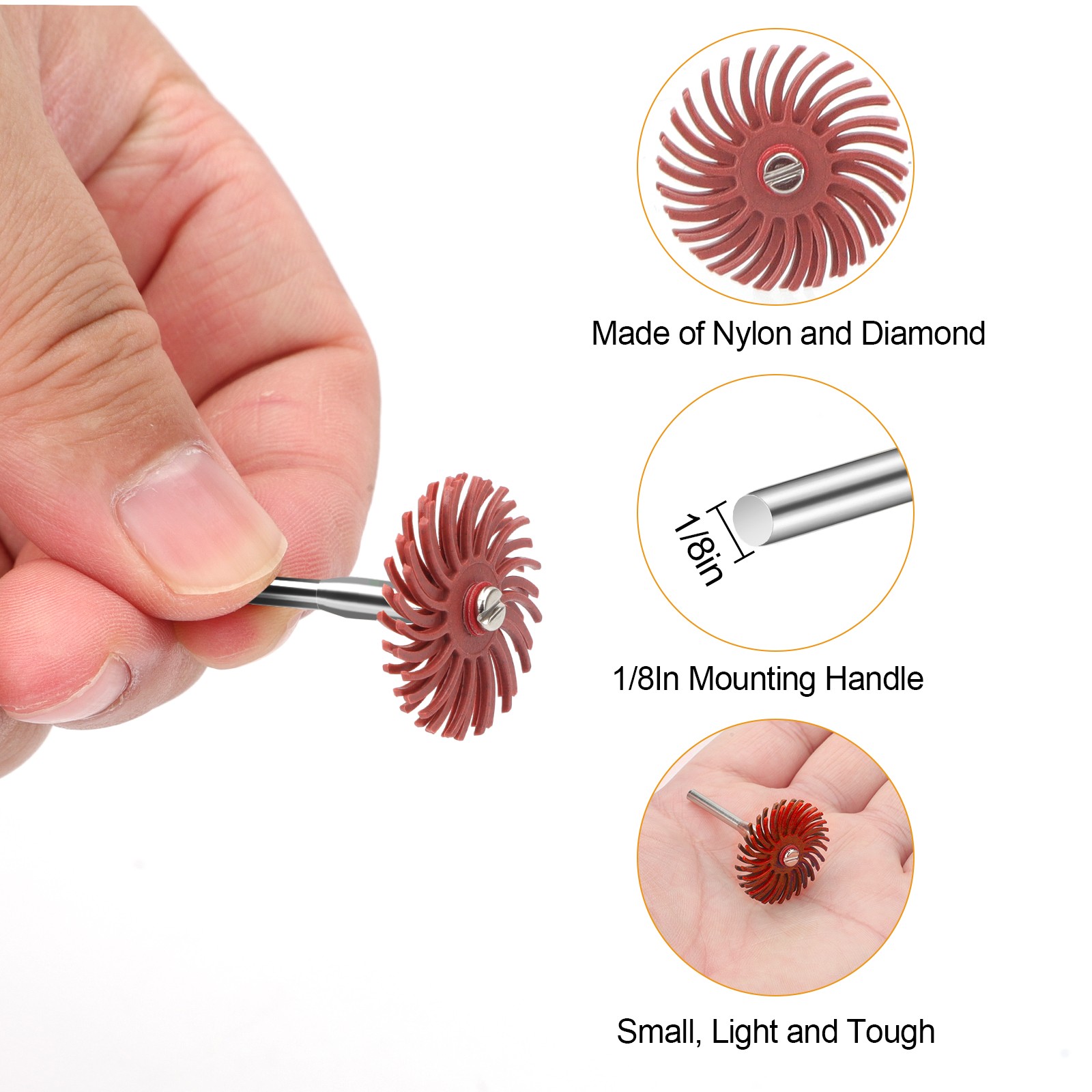 48X 1″ 80-2500# Diamond Radial Bristle Disc Kit for Wood Metal Jewelry Polishing