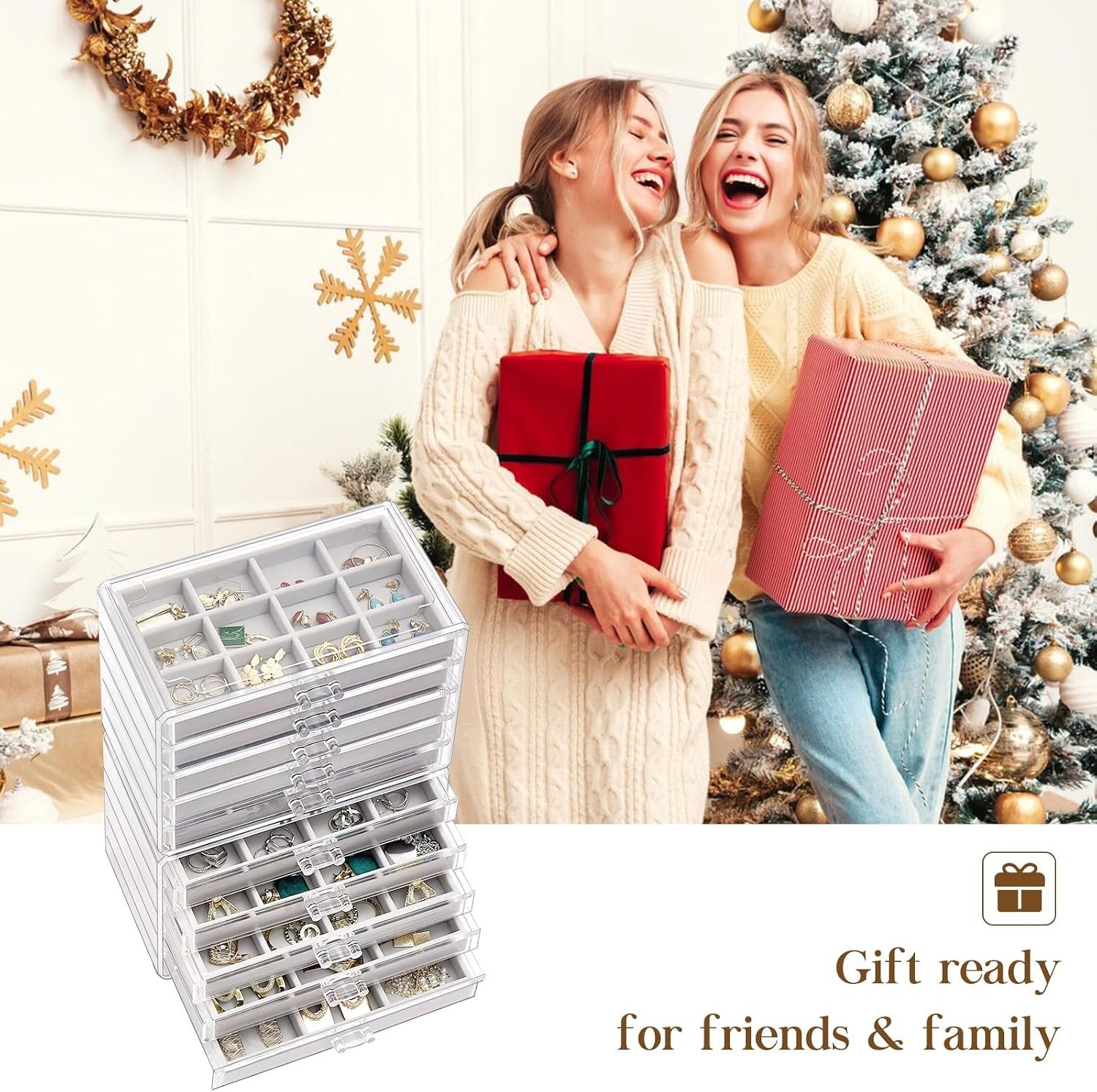 Adjustable Velvet Trays Jewelry Organizer – 10 Layers