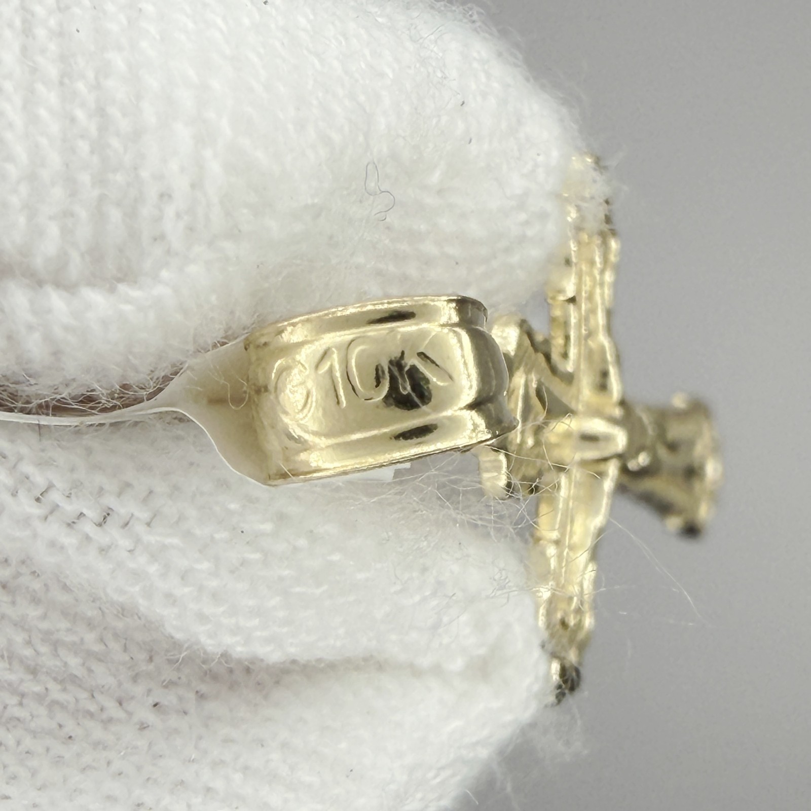 10k Yellow Gold Crucifix Cross Religious Charm Pendant Jewelry Gift For Her