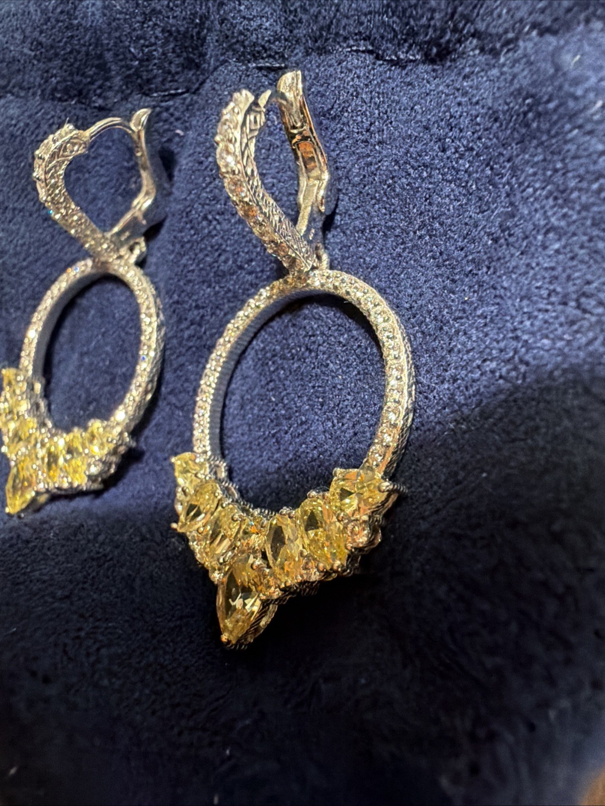 Judith Ripka Sterling Canary Diamonique Front Facing Hoop Earrings J347785 NWT