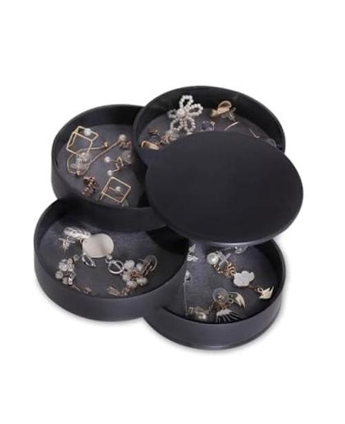 Jewelry Organizer, Small Jewelry Storage Box Earring Holder for Women, 5 Black