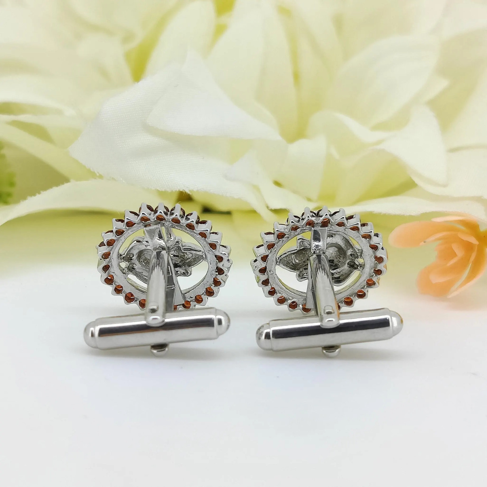 Garnet Ganesha Cufflinks, Sterling Silver Lord Ganesh Jewelry,January Birthstone