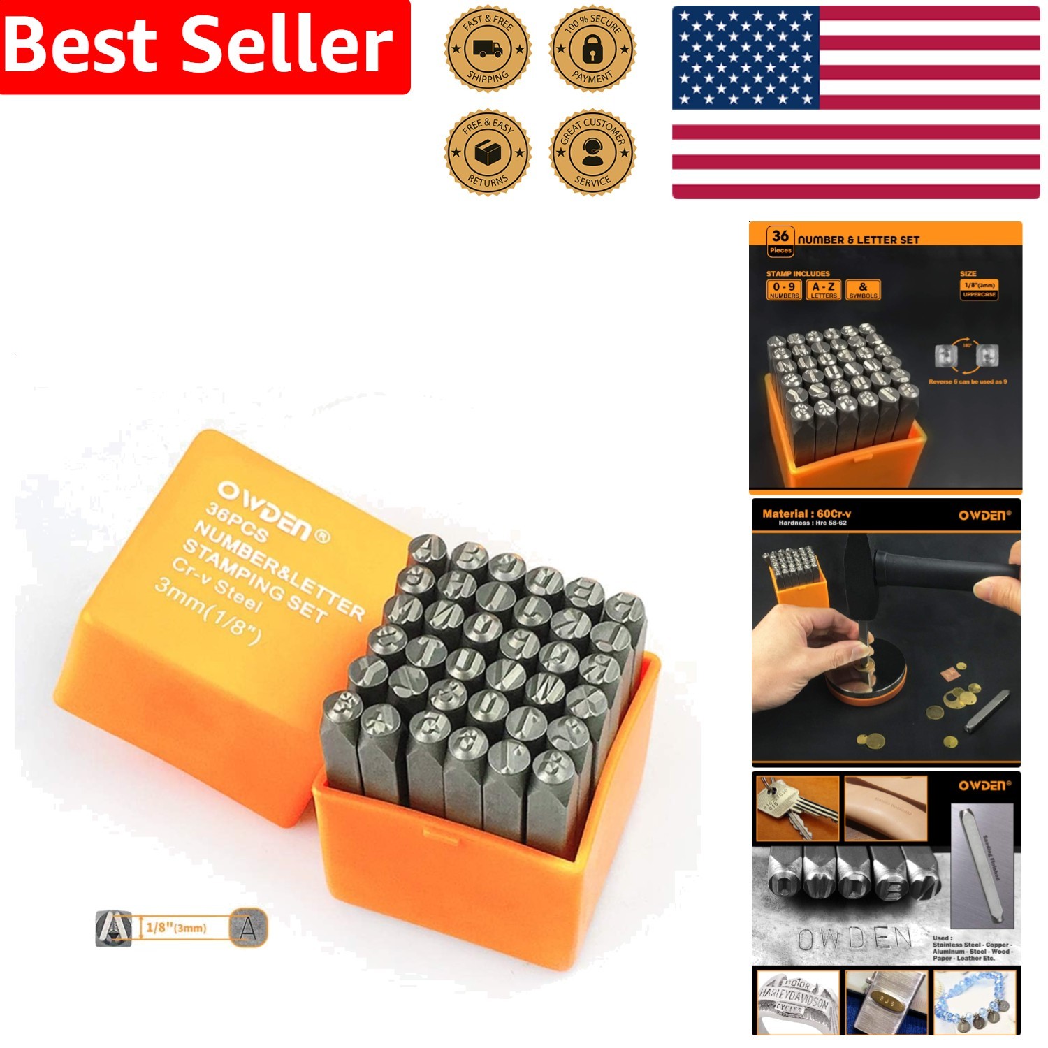 36Pcs Steel Stamping Set 3mm Letter Number Punch Tool Jewelry Craft Alloy HRC…