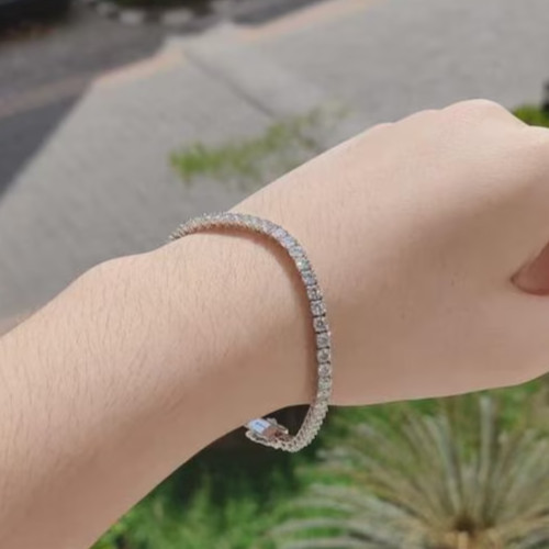 Engagement Beautiful Tennis Bracelet Round Cut Natural Diamond 14k White Gold