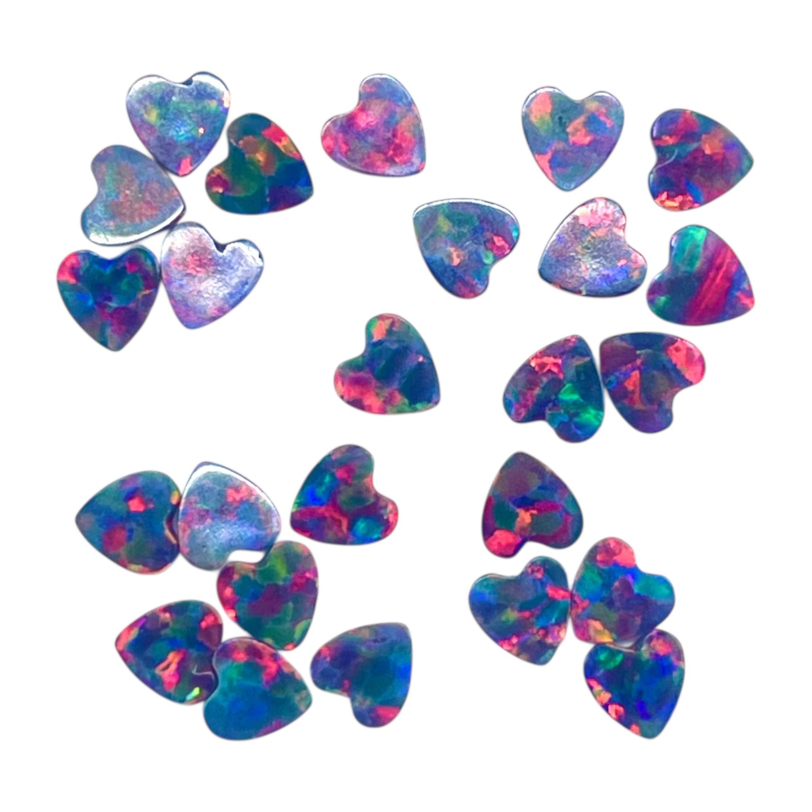 16 Pcs Black Australian Opal 3mm Heart Cabochon AAA Quality LabCreated Gemstones
