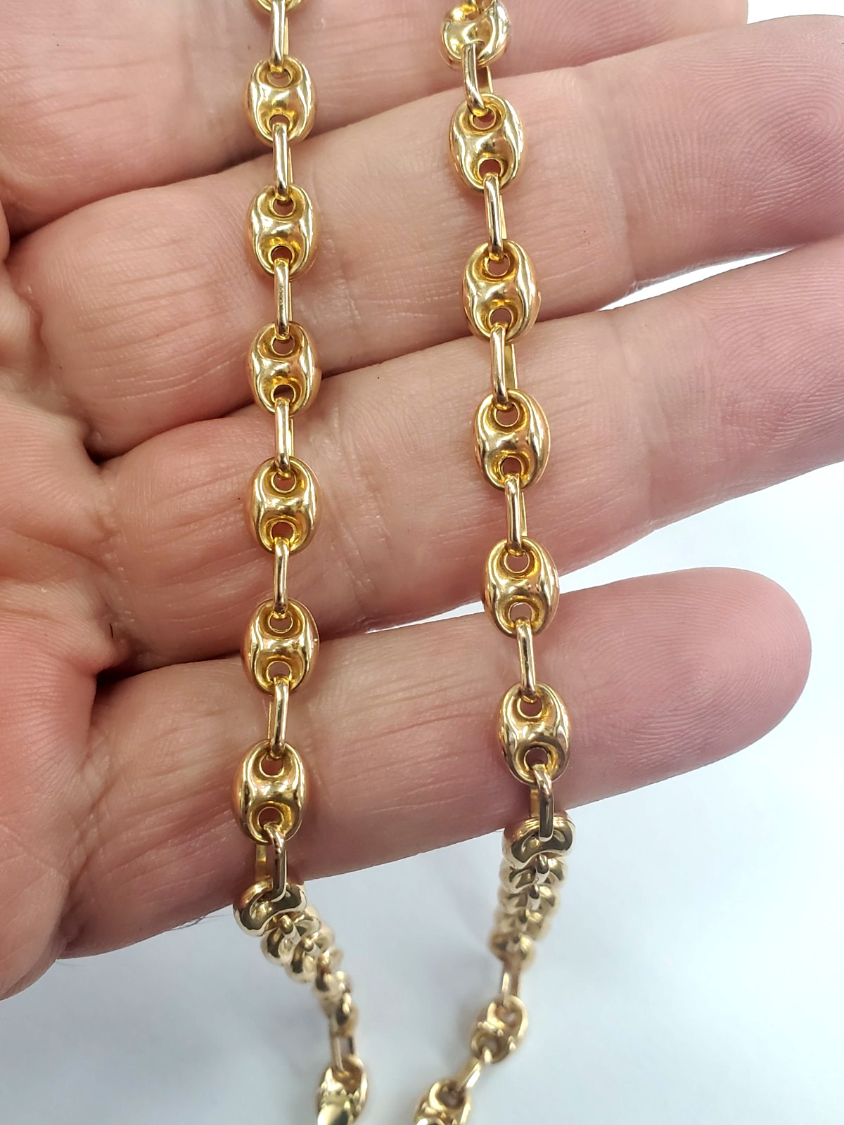 14K Yellow Gold 16-1/4″ Puffed Anchor/Mariner Chain -14.1 grams