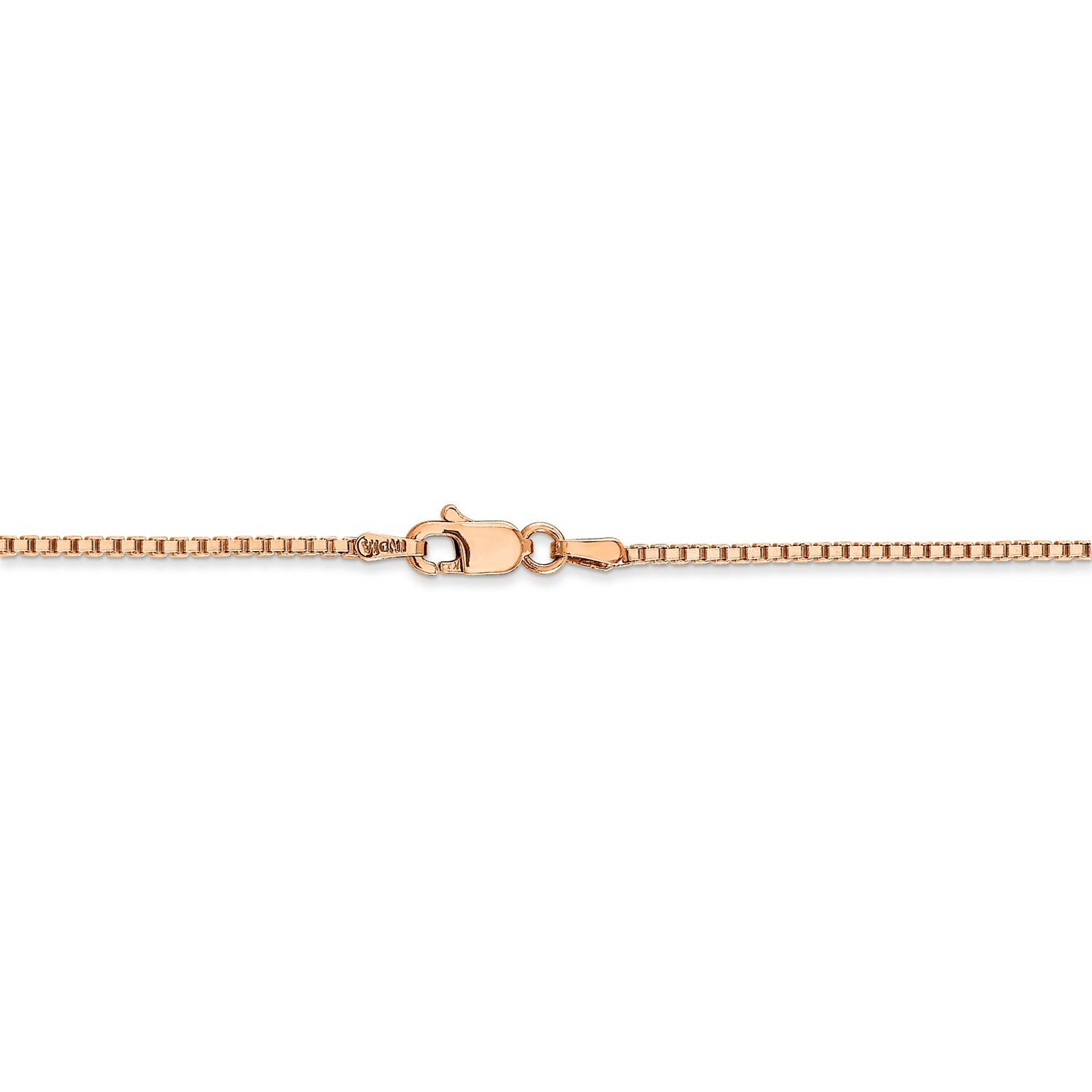 14k Rose Gold 1.3mm Solid Plain Box Link Chain w/ Lobster Clasp 16″ – 30″