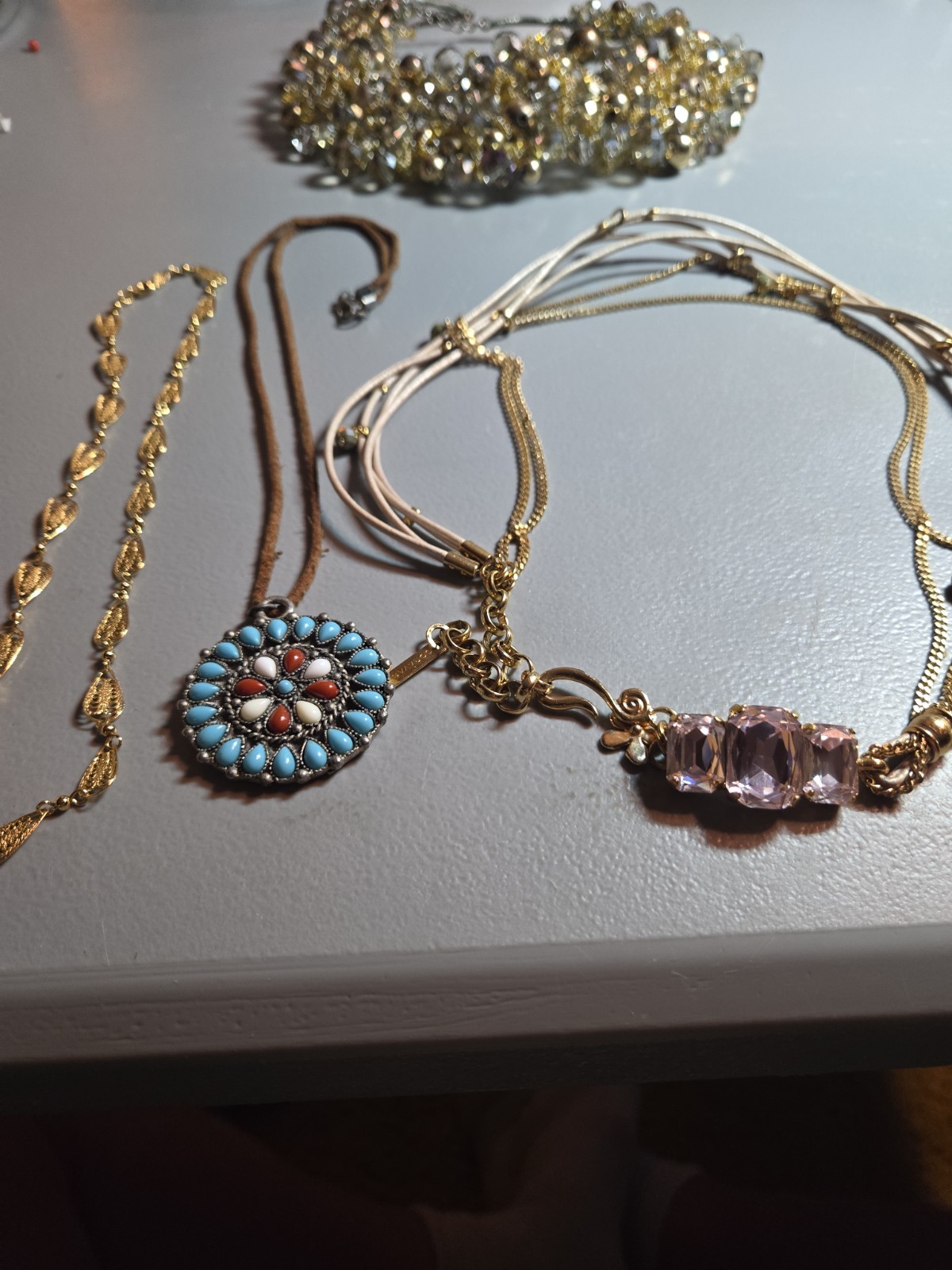 Necklace Lot Of 4 Some Vintage Some Name Brand Trifari ,Caravan, Aldo