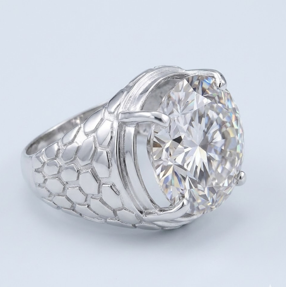 RARE 20.00 Ct, Certified White Diamond Men’s Ring,Tariffs FREE & Matching Studs.