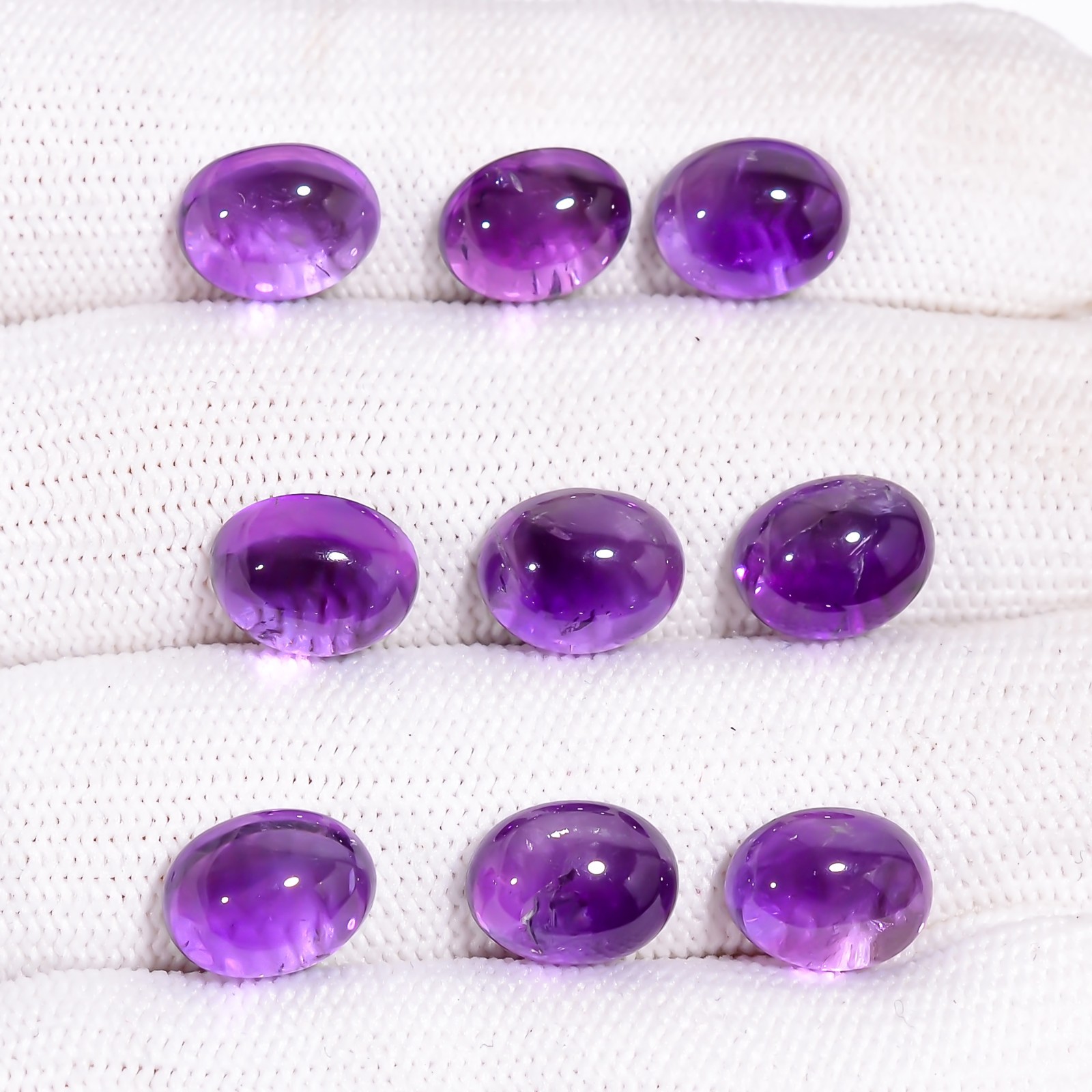 Natural purple Amethyst Oval Shape Gemstone Cabochon 9 Pc Lot 27.50 Cts 10X8X5mm