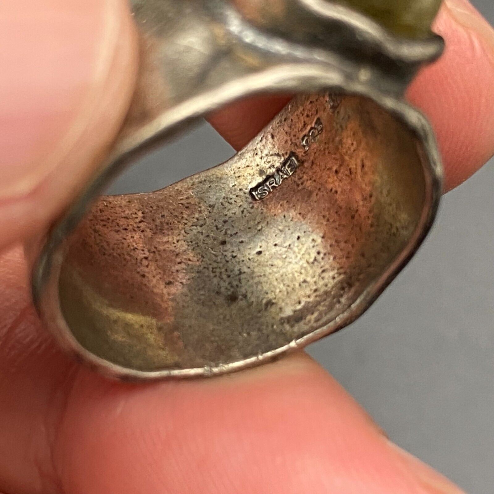 Vintage Israel Labradorite Sterling Silver Band Ring Size 7.5
