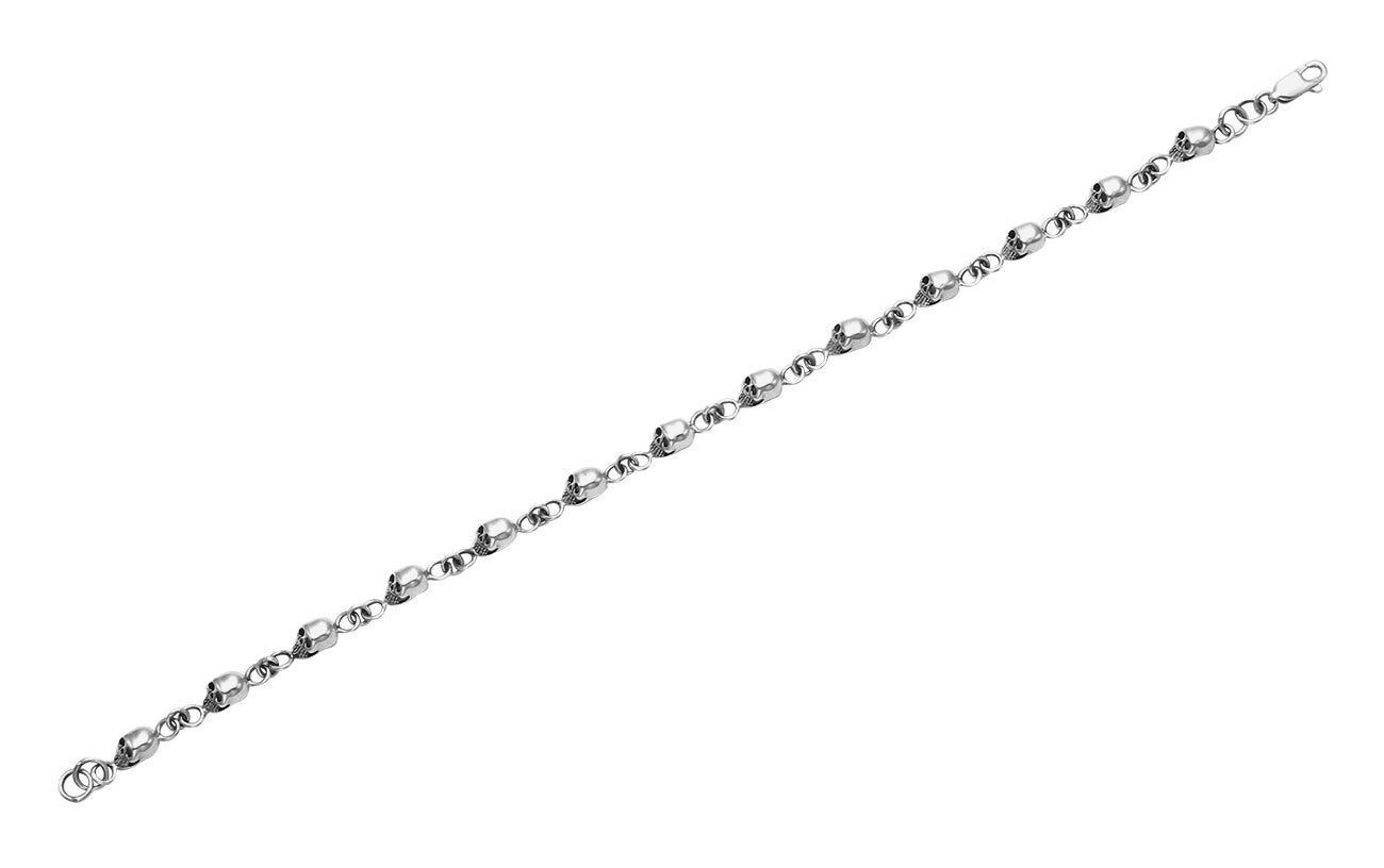 Sterling Silver Small Skulls Link Bracelet – BR173-9 WILD THINGS