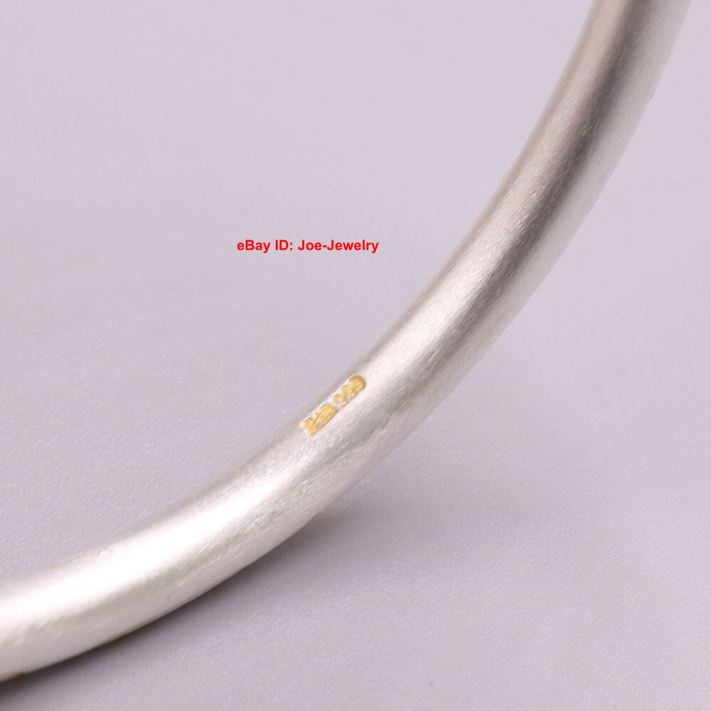 Pure Fine Silver S999 Women’s Open Bangle Fit Wrist 2.36inch Golden Lucky Words