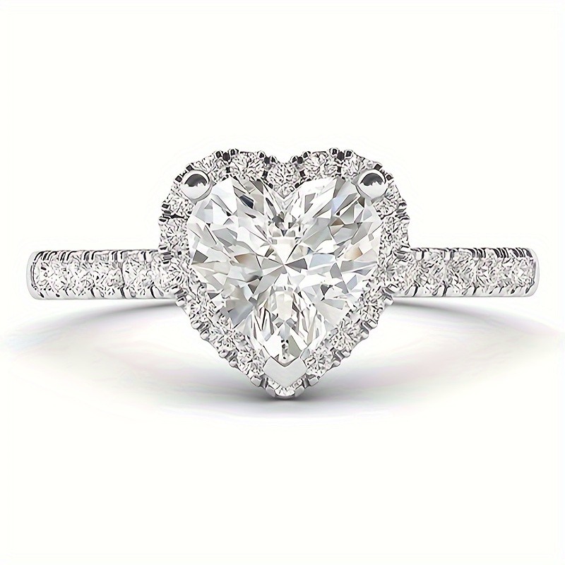 Heart Moissanite Engagement Ring S925 Silver 2ct Size 5 7 8 9 10 11 12