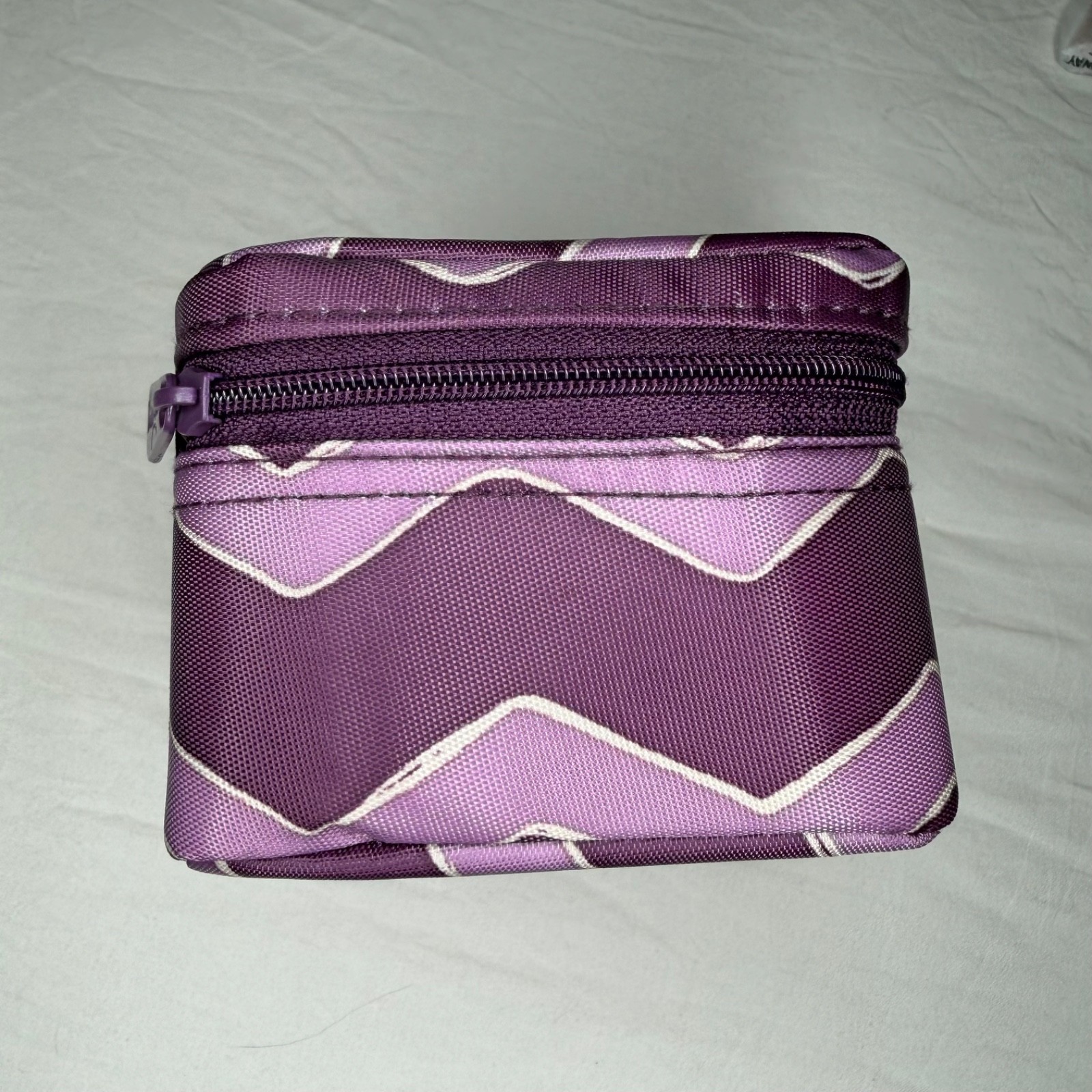 Thirty One Baubles & Bracelets Zipper Close Case w/ Mesh Bags NWT Purple Chevron