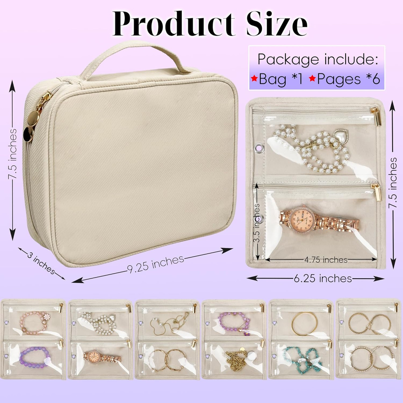 Travel Jewelry Organizer Case with 24 Pouches, Velvet Pouch Bag for Earrings