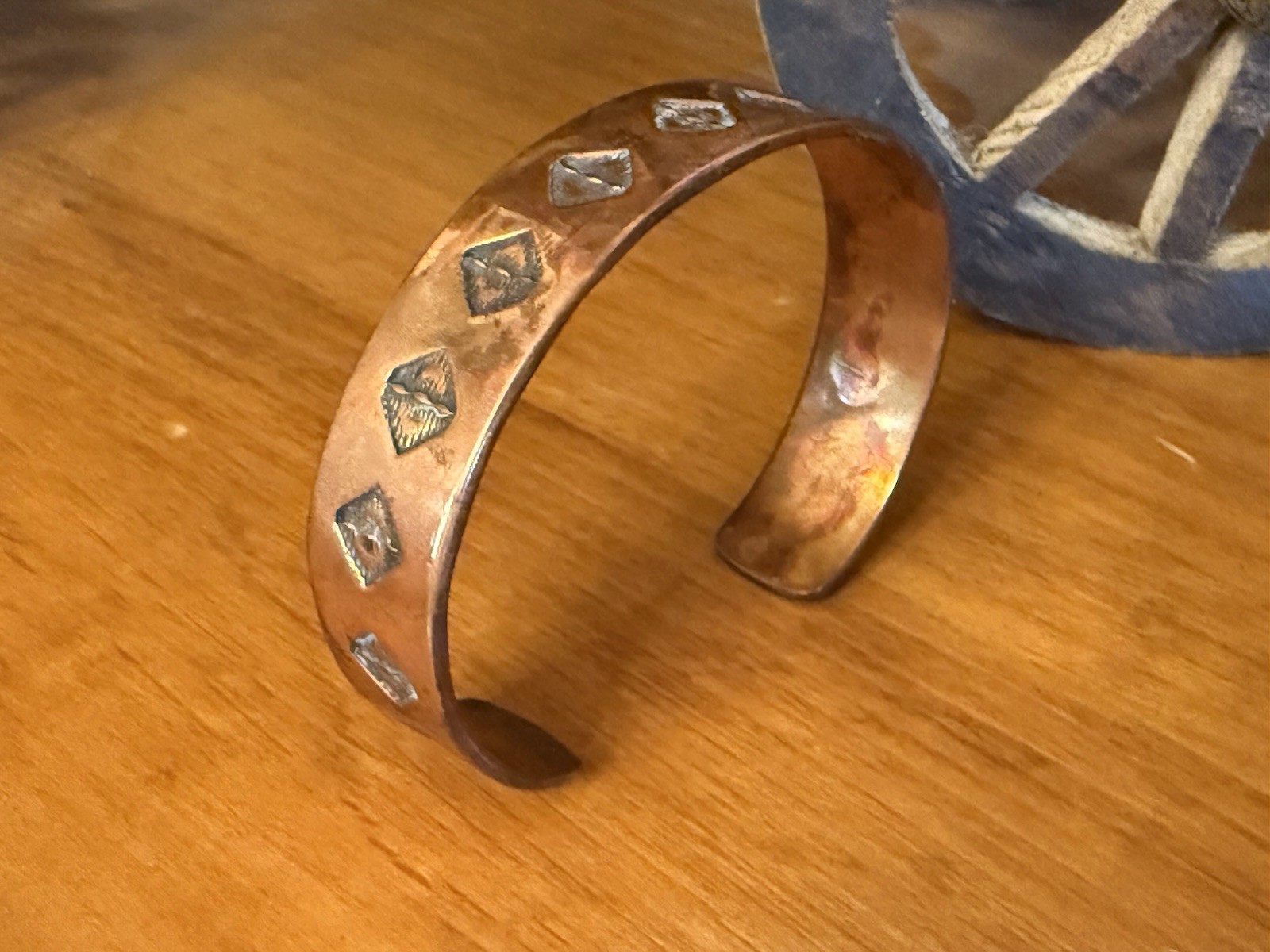 Handmade Copper Bracelet XL 7.2in Cuff + 1.5in Gap Native American Indian (EP)