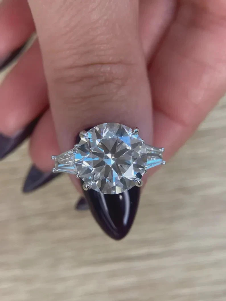 3.60 Ct Round Cut White Moissanite Wedding Engagement Ring 925 Sterling Silver