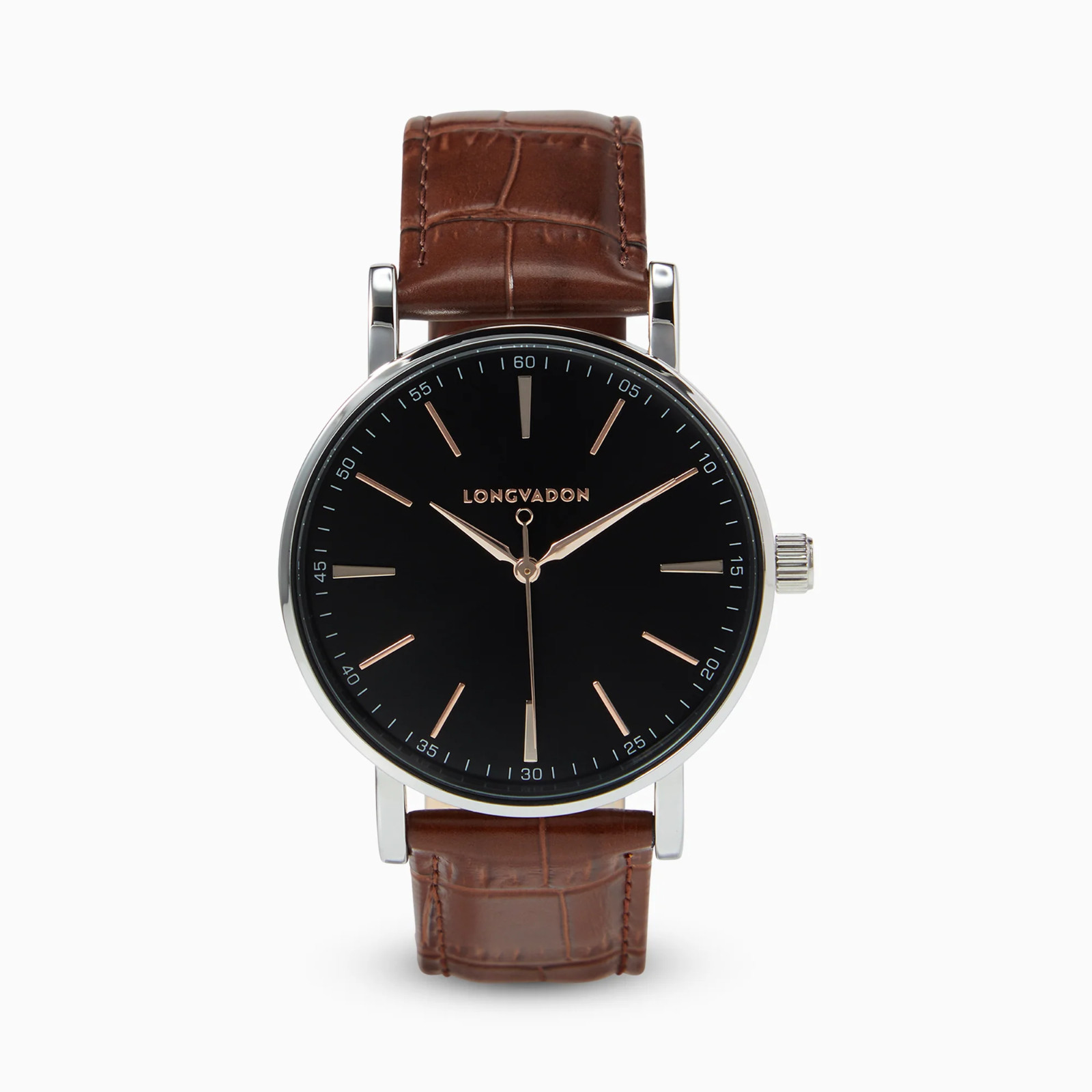 Longvadon Classic Men’s Watch – Marron Brown Leather-Brand New In Box MSRP $340