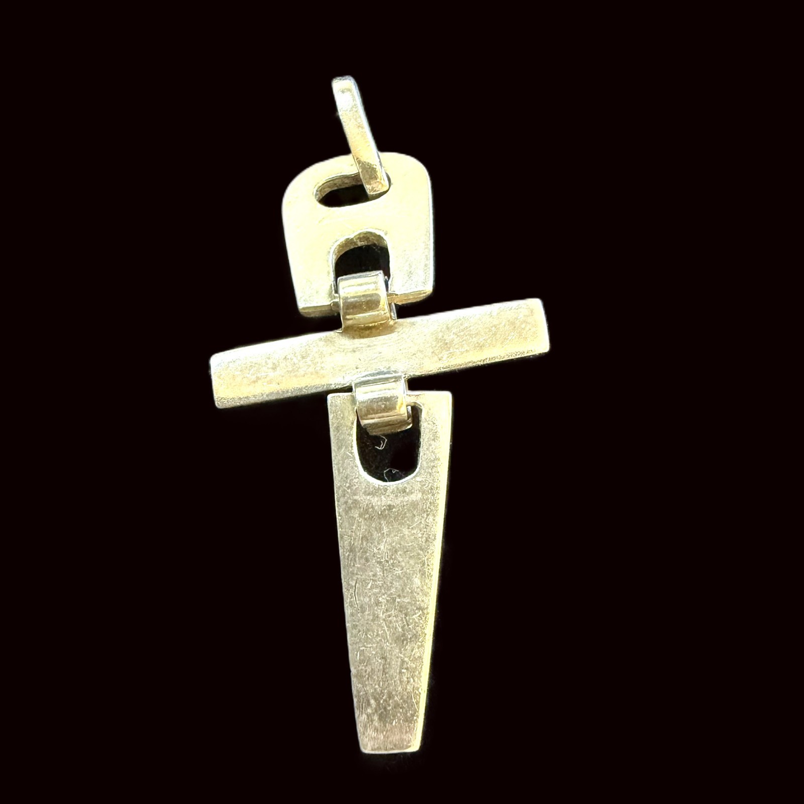 Vintage Sterling Silver Mid-century Otto Robert Bade Articulated Cross Pendant