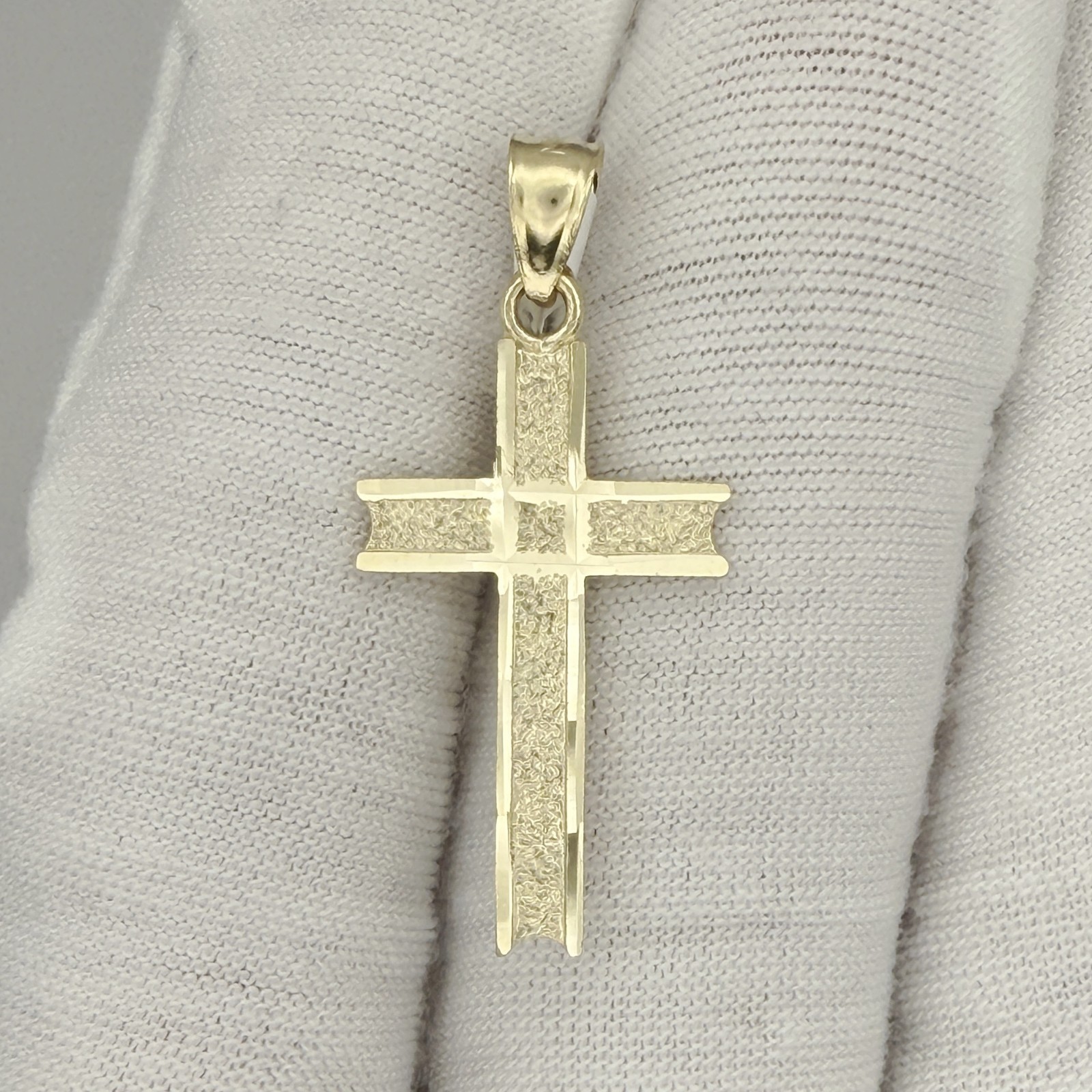 10k Yellow Gold Unisex Cross Religious Charm Pendant Jewelry Gift For Her Him