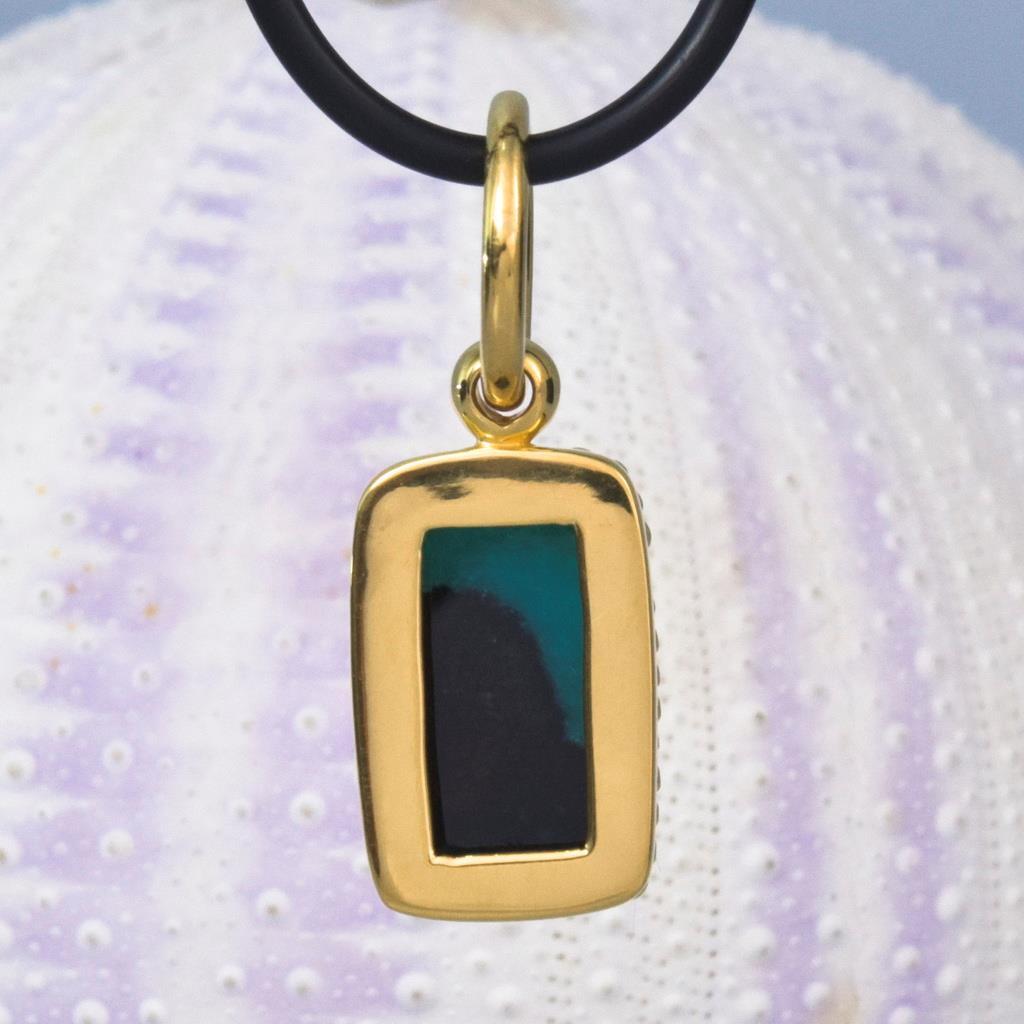 Granulation Pendant Gold Vermeil Sterling Gem Silica Chrysocolla Cabochon 3.97 g