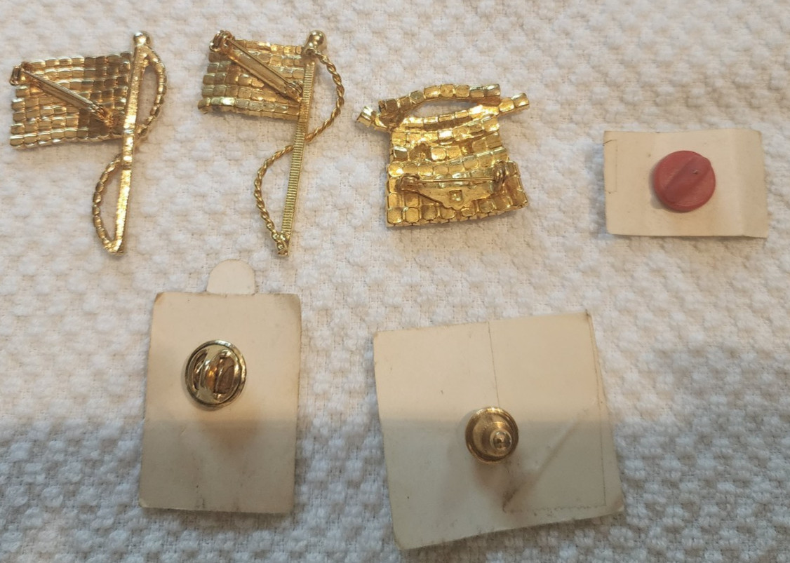 Patriotic Pin Lot of 4 American Flags, Uncle Sam Top Hat and Flying Eagle