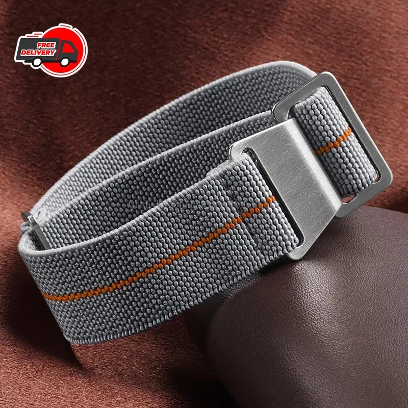 18/20/22mm Elastic Nylon Watch Band French Military Style Sport Strap Men Women