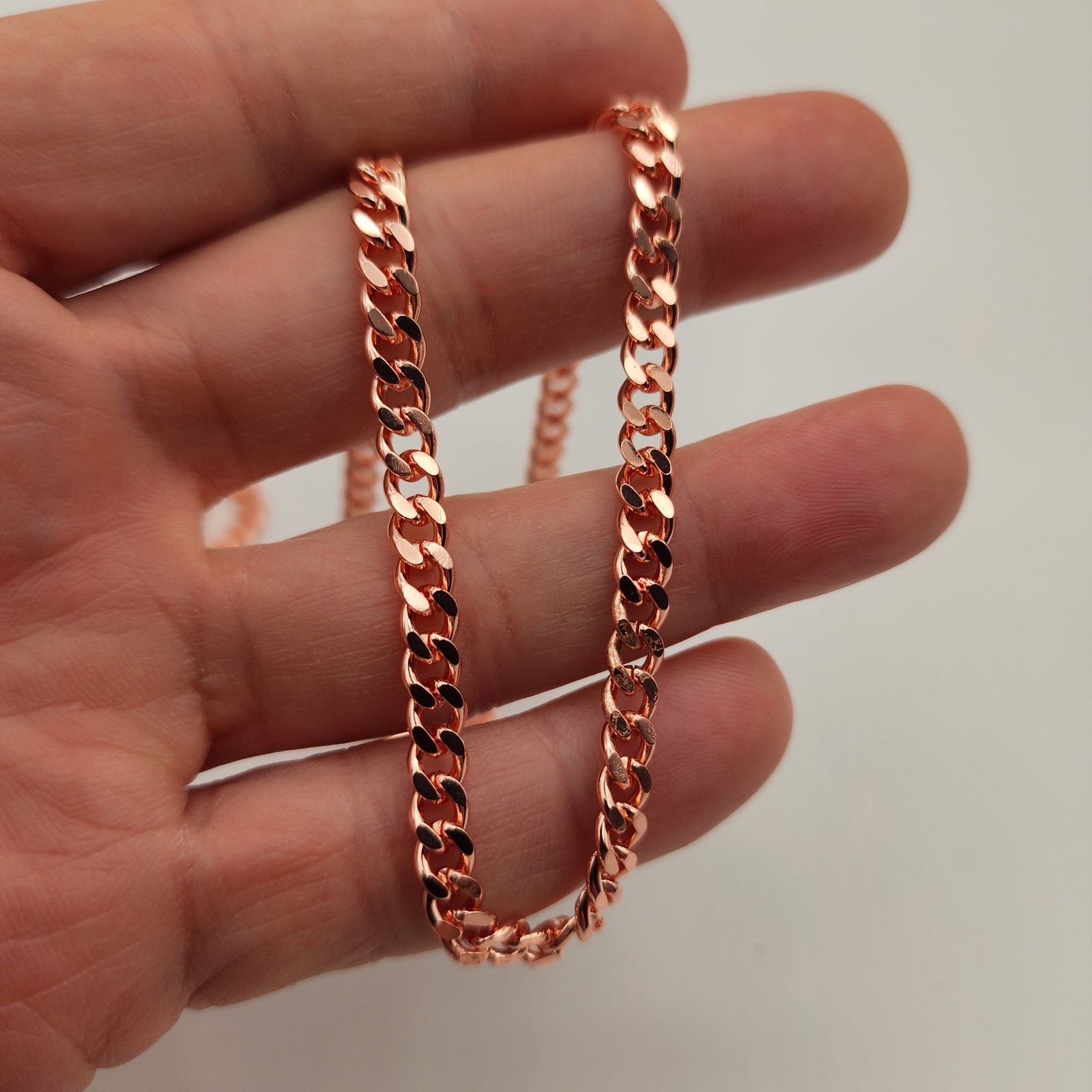 Pure Copper Cuban Chain Necklace – 20 in, 5 mm, Brass Clasp