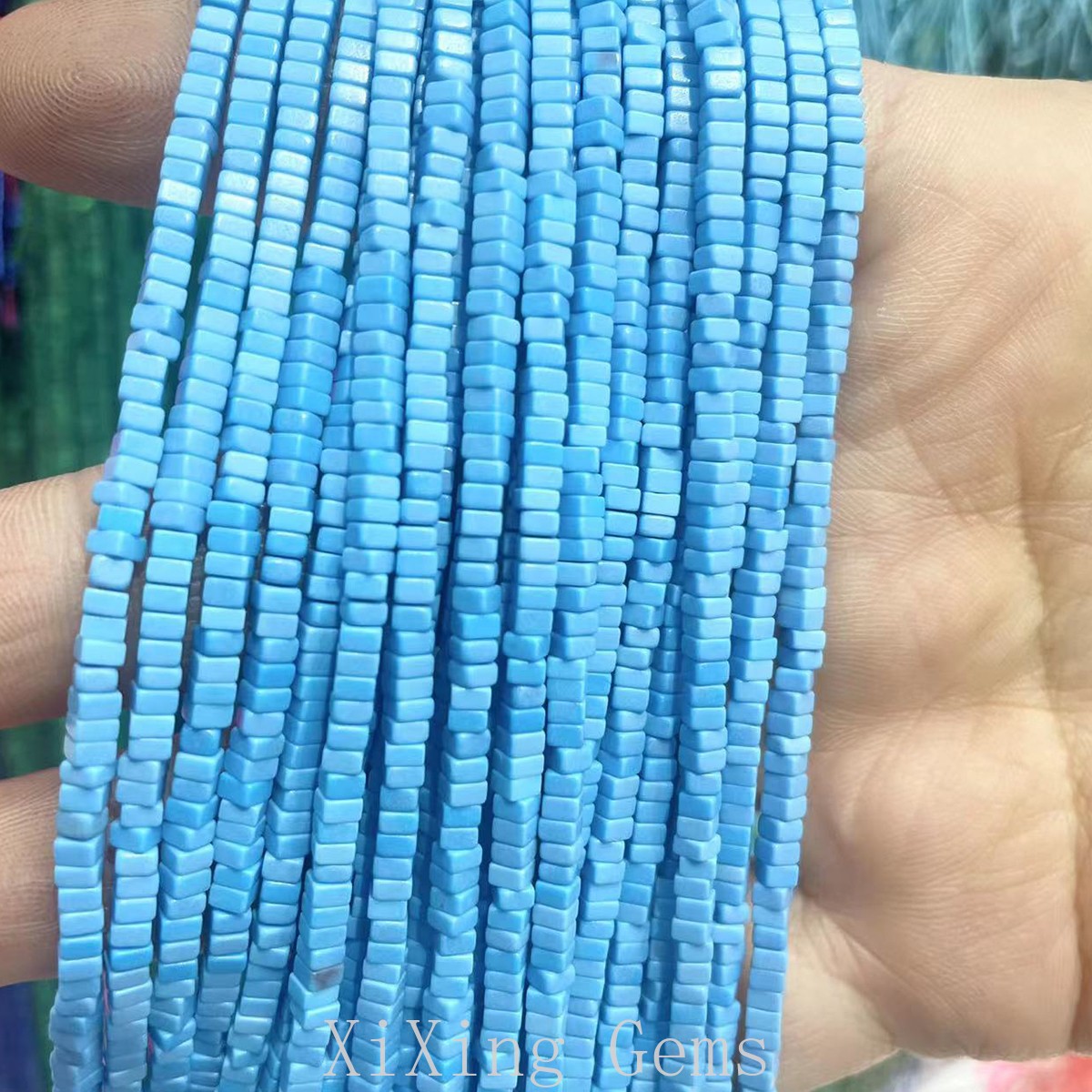 1x2mm Natural Blue Turquoise Flat Square Disc Spacer Beads for Jewelry Making