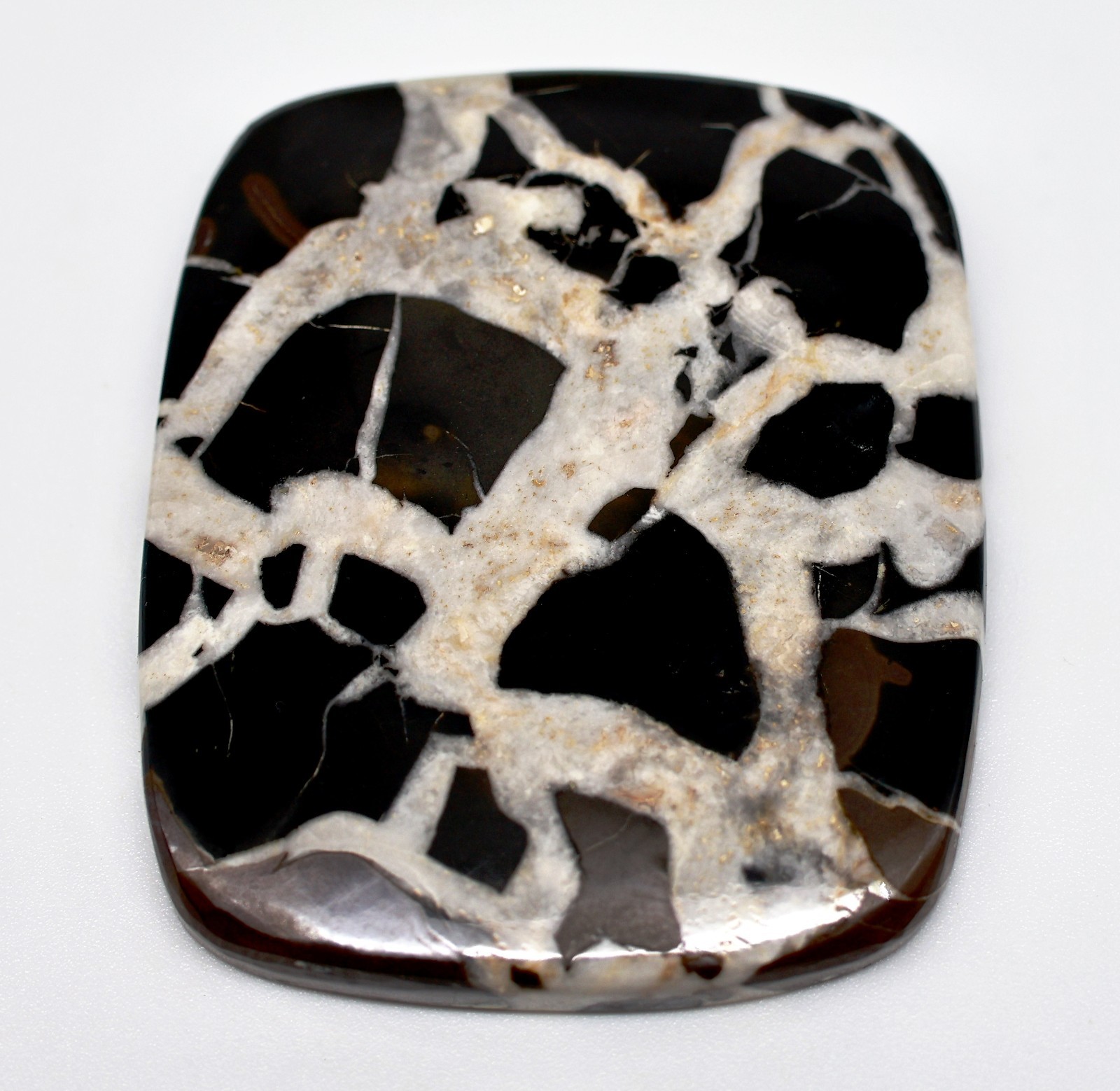 213 Ct 7X44X53 mm Natural Black Septarian Nodule Rectangle Cabochon Gems KV-313
