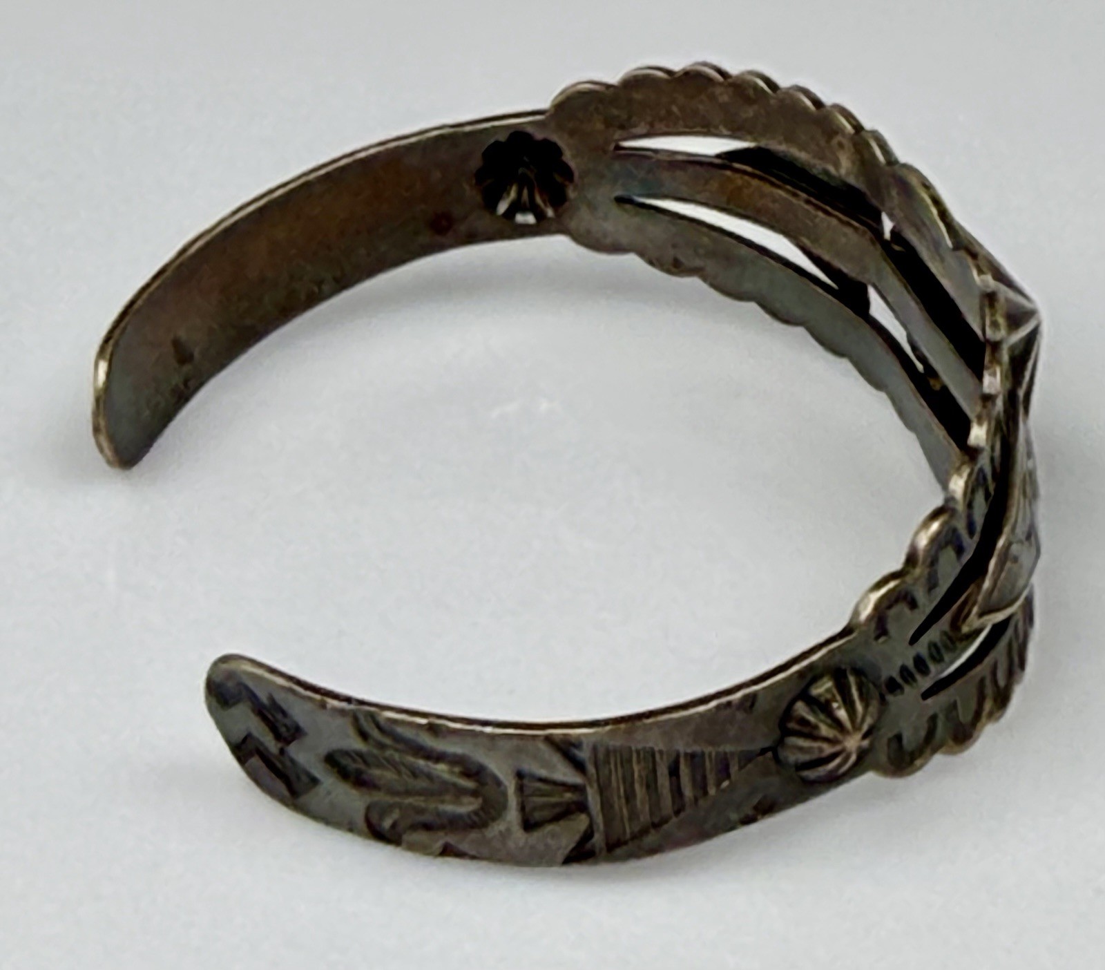Vintage Fred Harvey Style Cuff Bracelet Sterling Silver Navajo