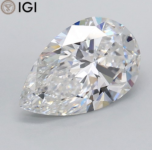PEAR Shape 2.00 Carat IGI Certified Lab Grown CVD Diamond F Color VVS2 Clarity