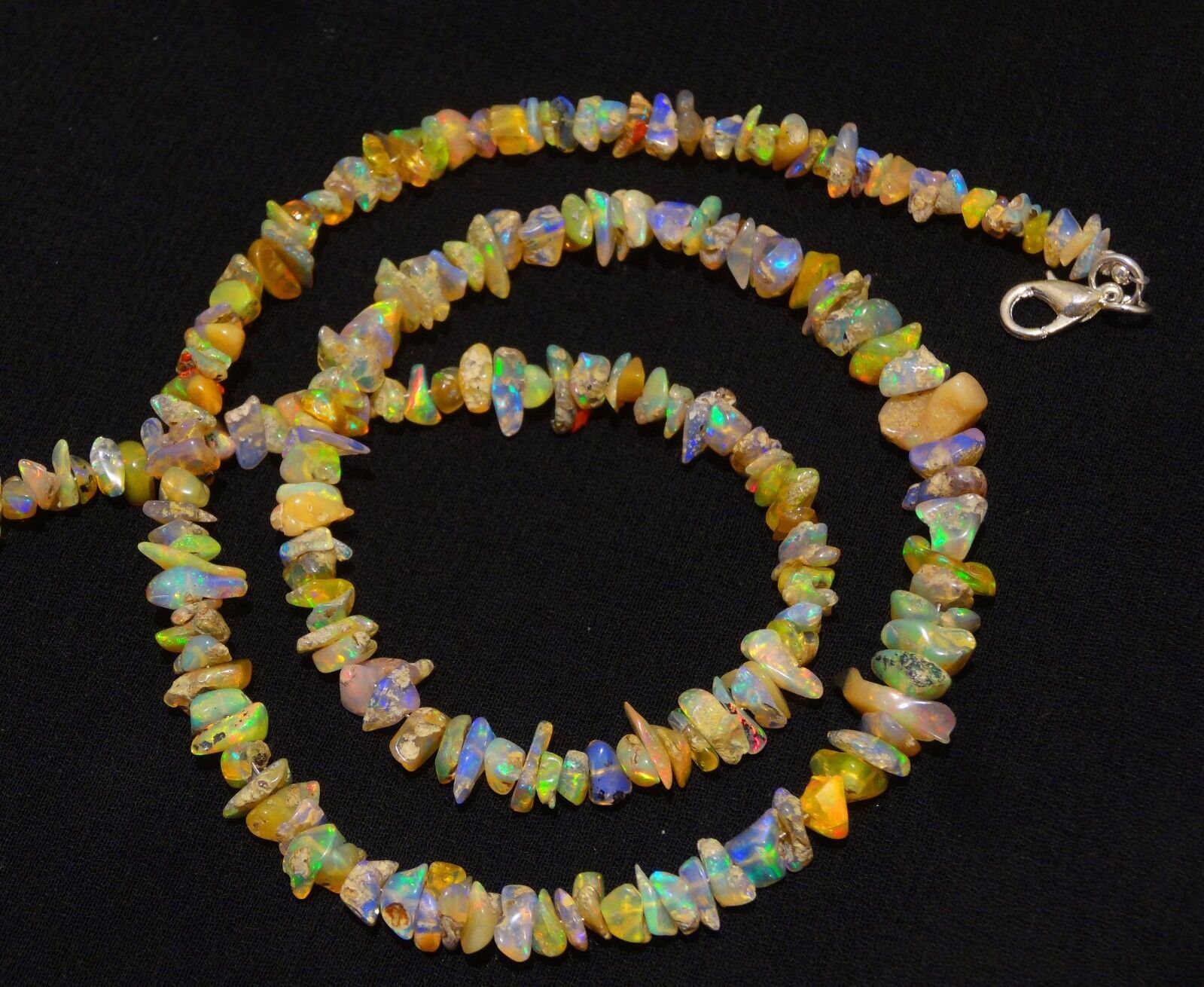 Natural Gem Ethiopian Welo Opal 5 to 8MM Approx. Uncut Beads Necklace 20″