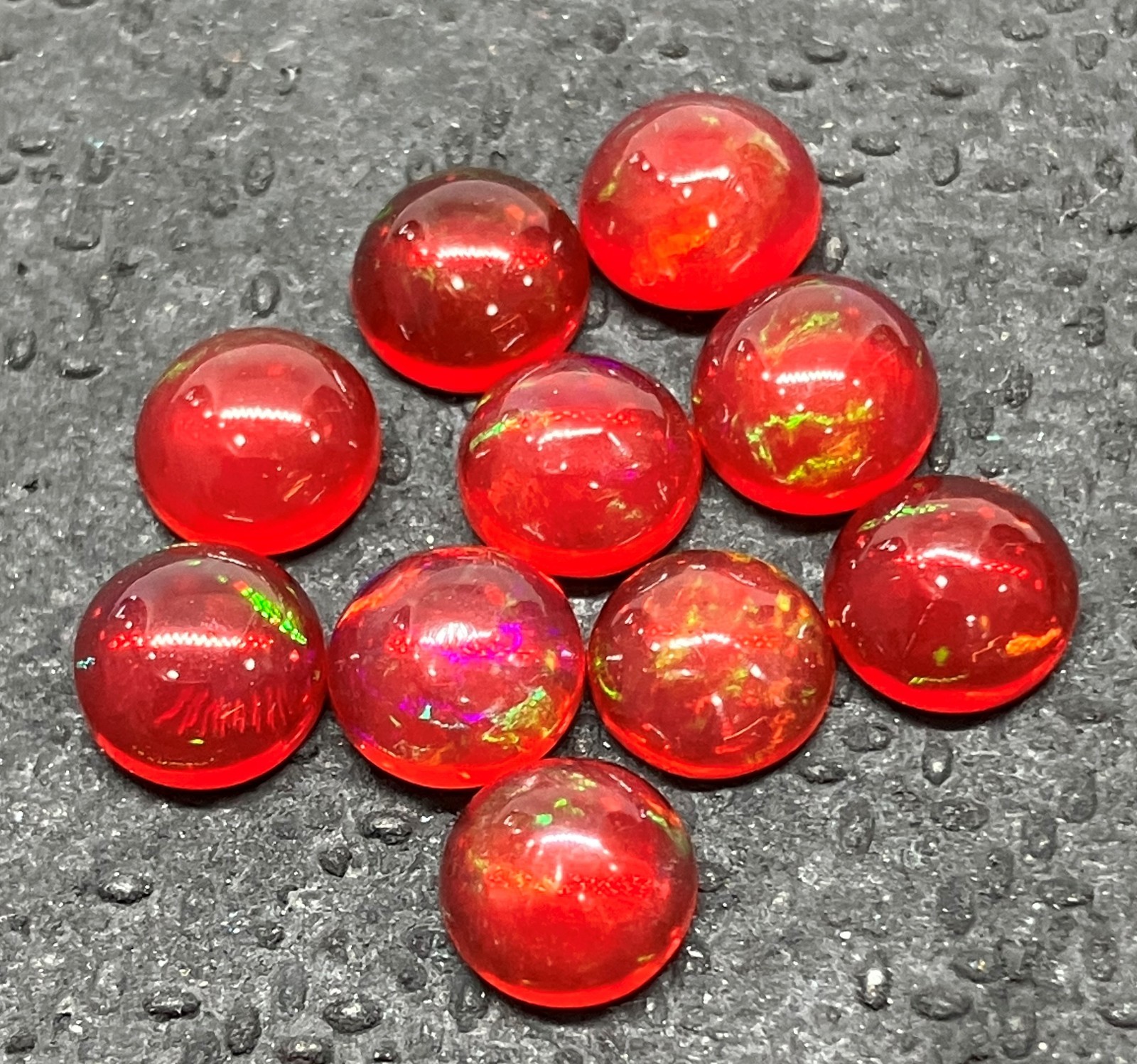 Red Opal Fire Round Flat Back Natural Ethiopian AAA Loose Gemstone For Jewelry