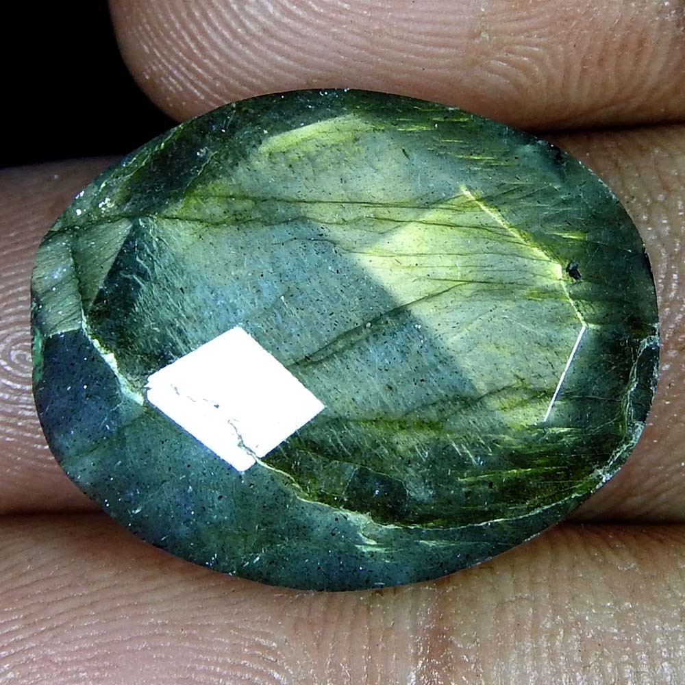 24.55 Ct Oval Checker Cut Labradorite Natural 24.55 Loose Gemstone