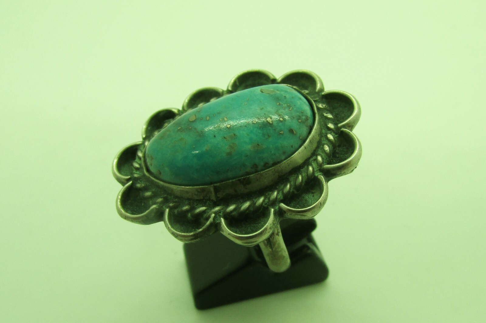 VINTAGE SOUTHWEST N A TURQUOISE RING SIZE 6.5 STERLING