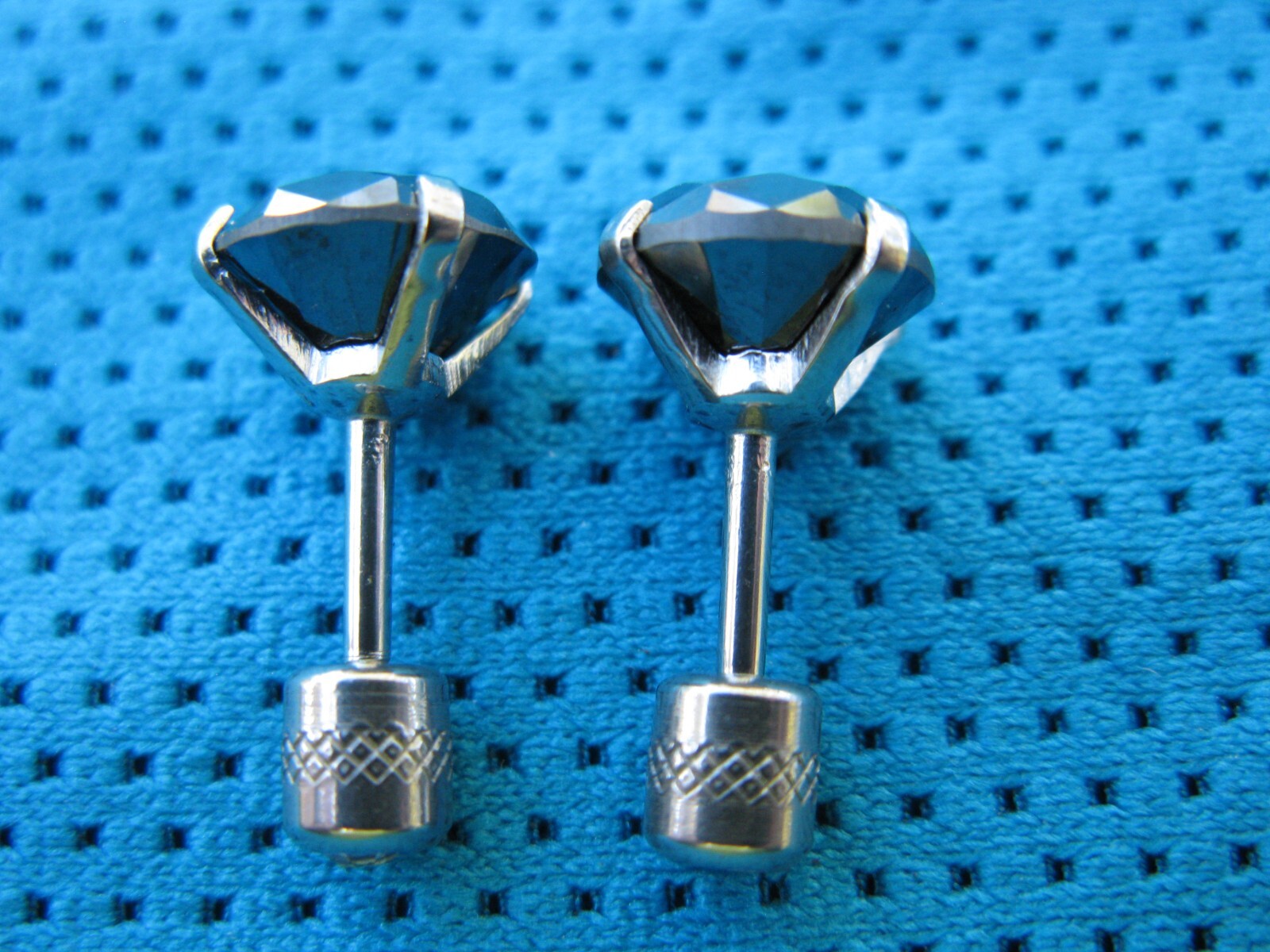 4.10ctw SCREW BACK 100% REAL BLACK DIAMOND EARRINGS,CERTIFICATE,FREE DIA TESTER