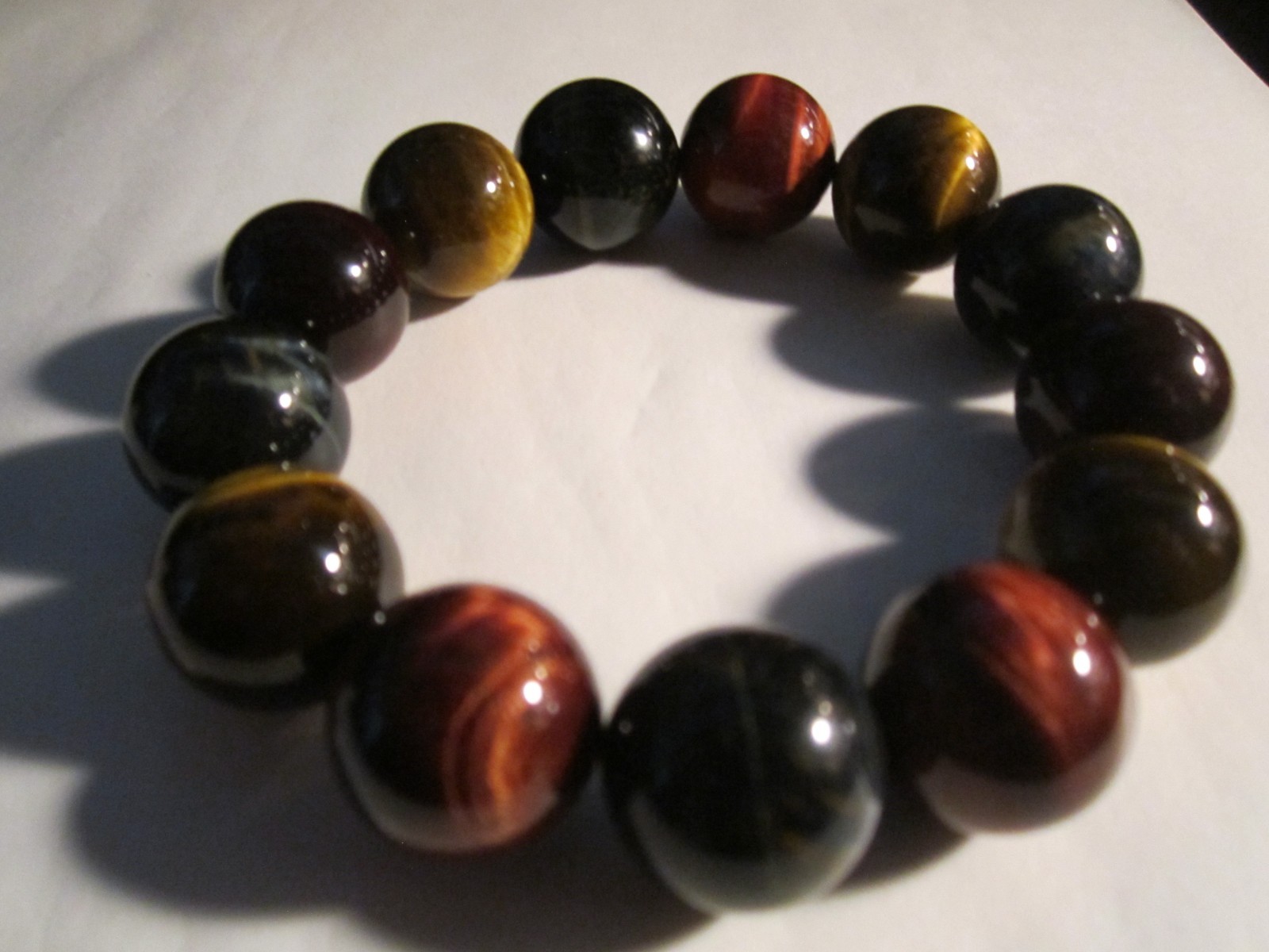 VERY LARGE TIGERS EYE GEMSTONE BEADED BRACELET 3/4″ IN DIAMETER 108g TW – OFC-X