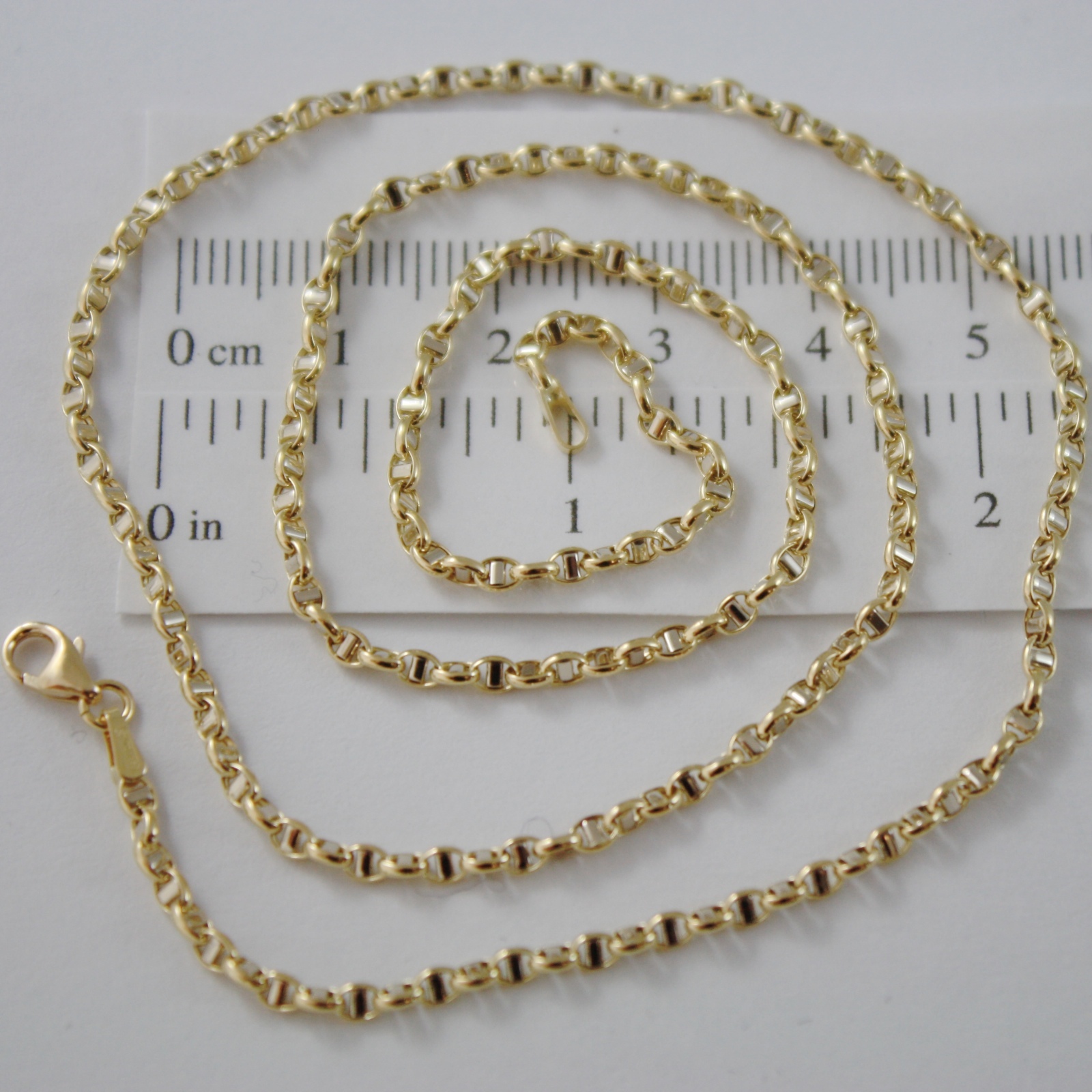 18K YELLOW GOLD CHAIN NECKLACE SAILOR’S OVAL NAVY LINK 23.62 IN MADE IN ITALY