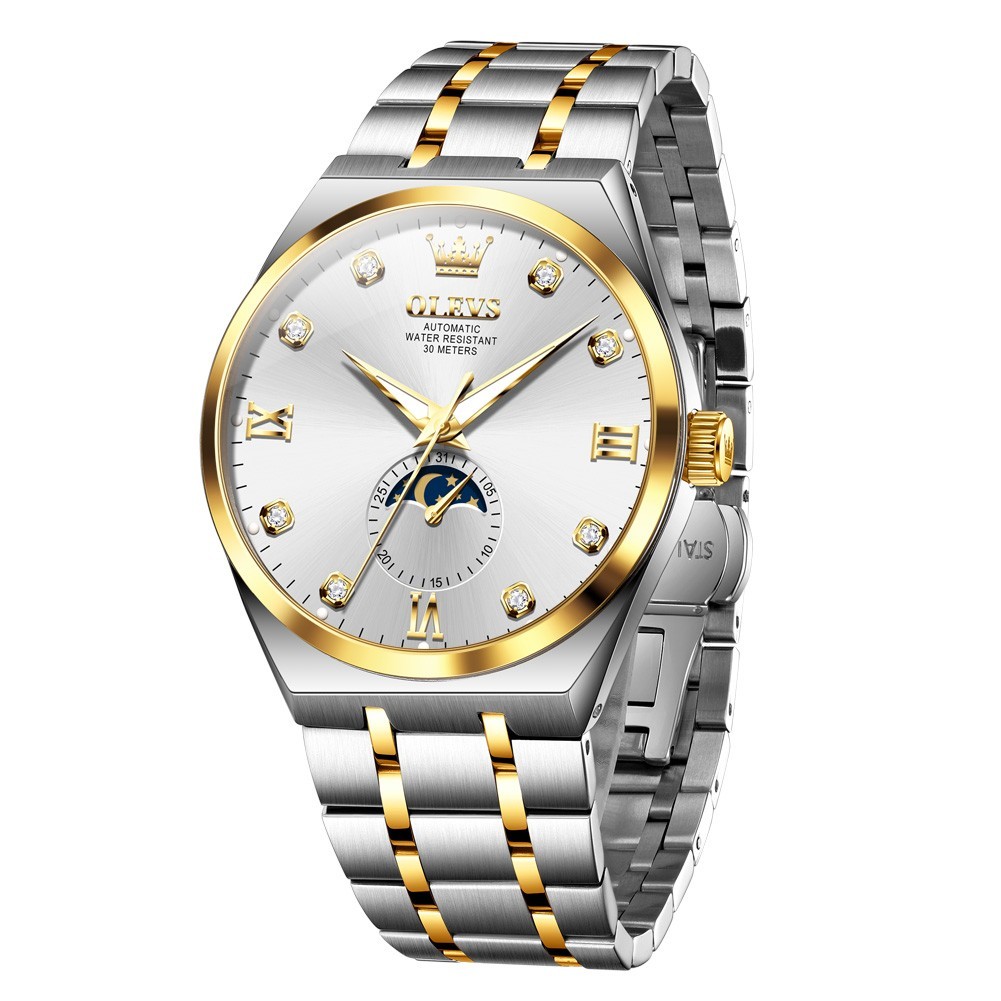 OLEVS 7069 Authentic Luxury Stainless Steel Strap Business Gents Automatic Watch