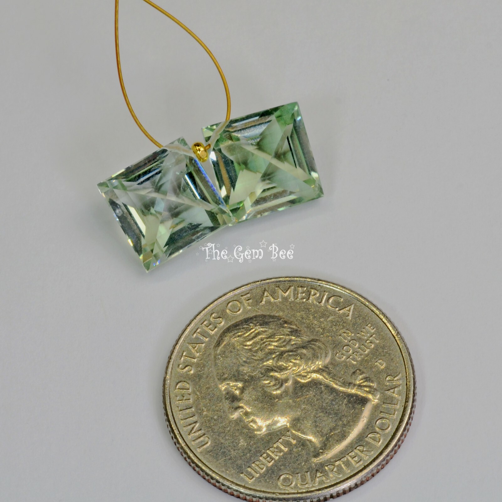 10.3MM Green Amethyst Prasiolite Faceted Kite Briolette Bead PAIR