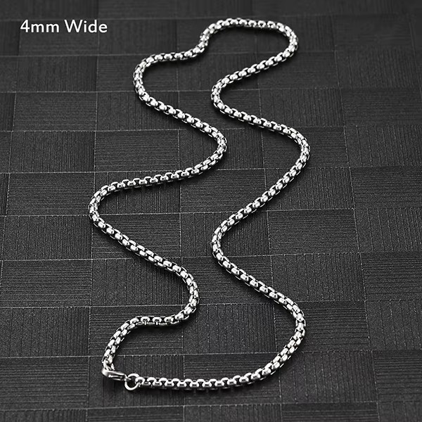 Stainless Steel Rolo Square Box Chain Necklace Unisex Men Women Silver