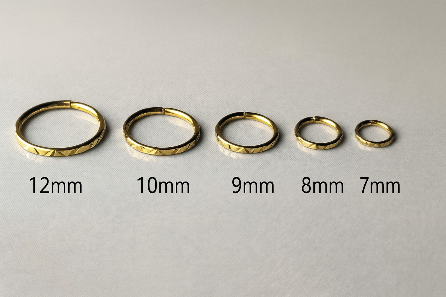 Gold Textured Nose Ring • Minimalist Hoop Nose Piercing • Lightweight Nose Ring