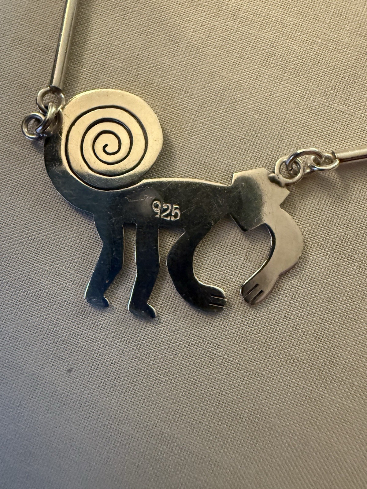 Spirit Animals 🐒🕷️🦇🪶18” Artisan Nazca lines Design Sterling Peru Necklace